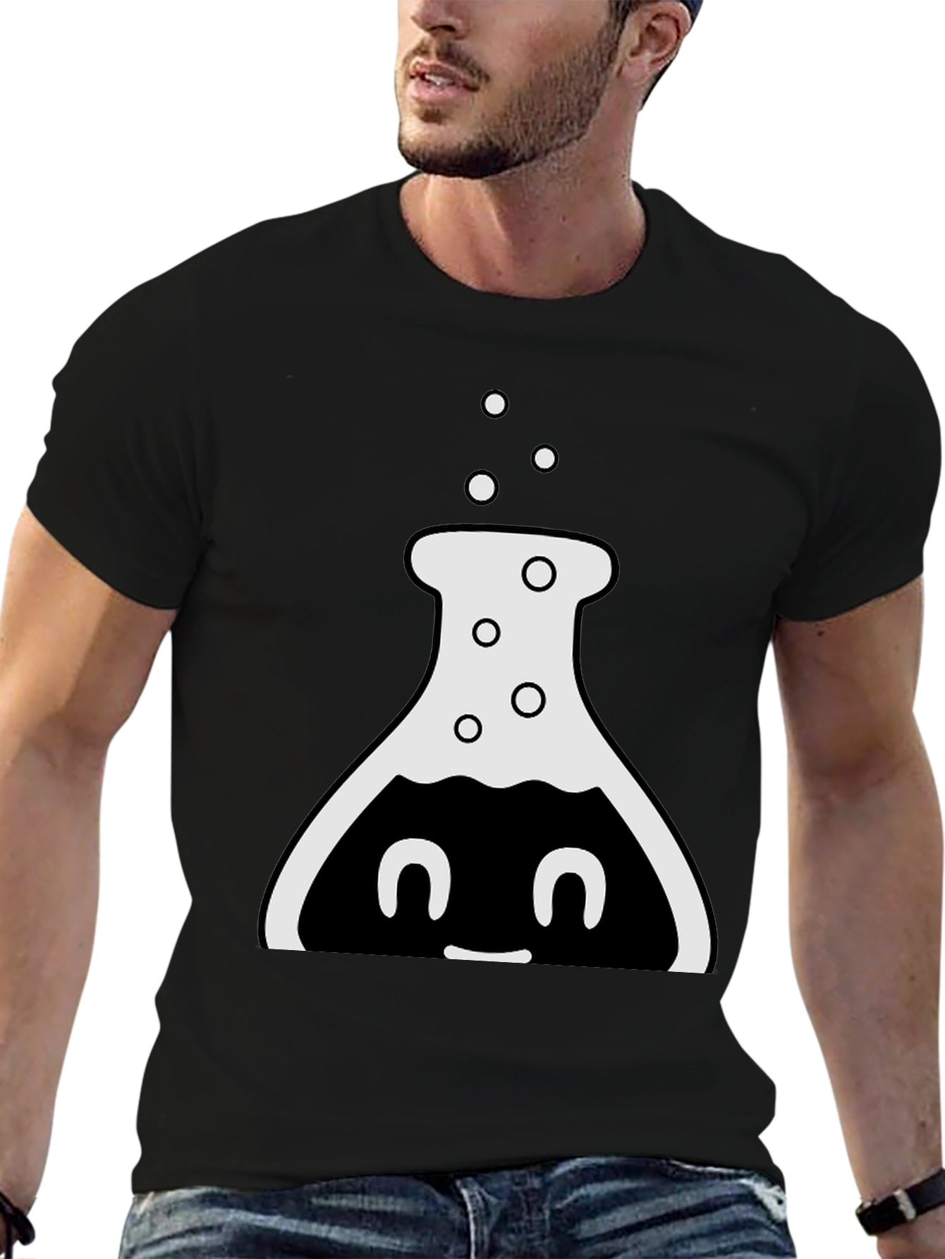 Cute Chemistry Flask Graphic Tee - Black