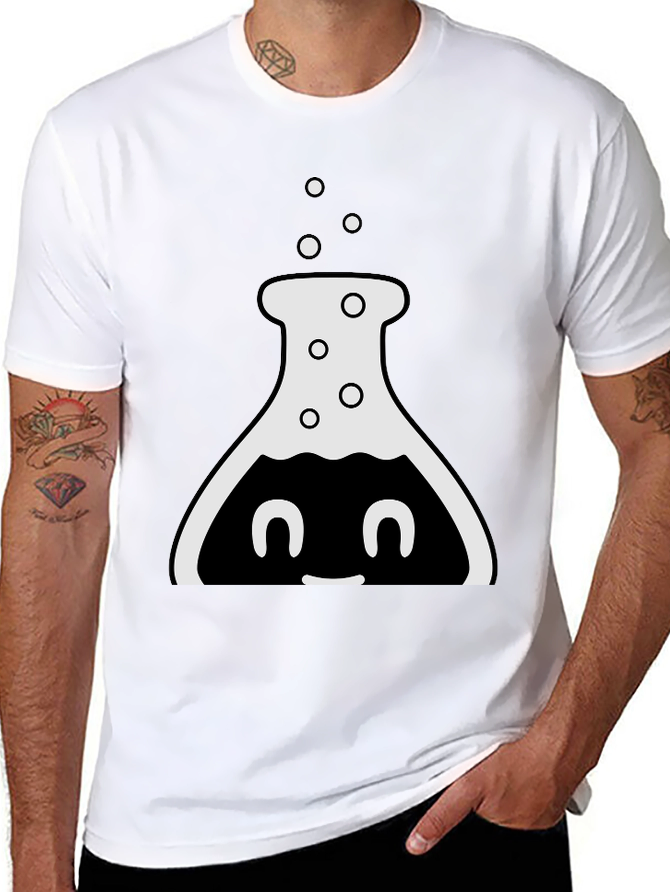 Cute Chemistry Flask Graphic Tee - Black