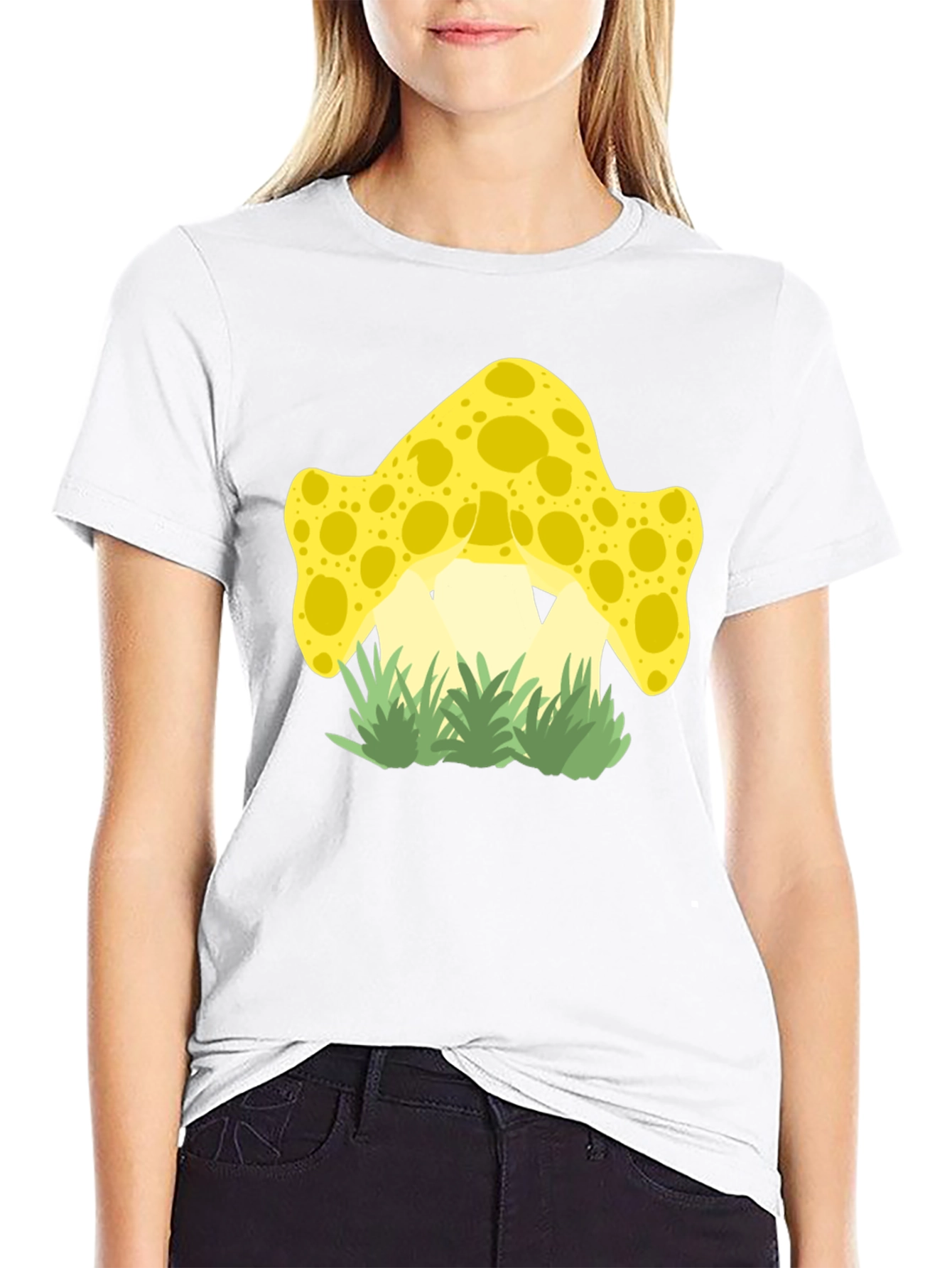 Funky Mushroom Graphic Tee - Black Cotton Shirt
