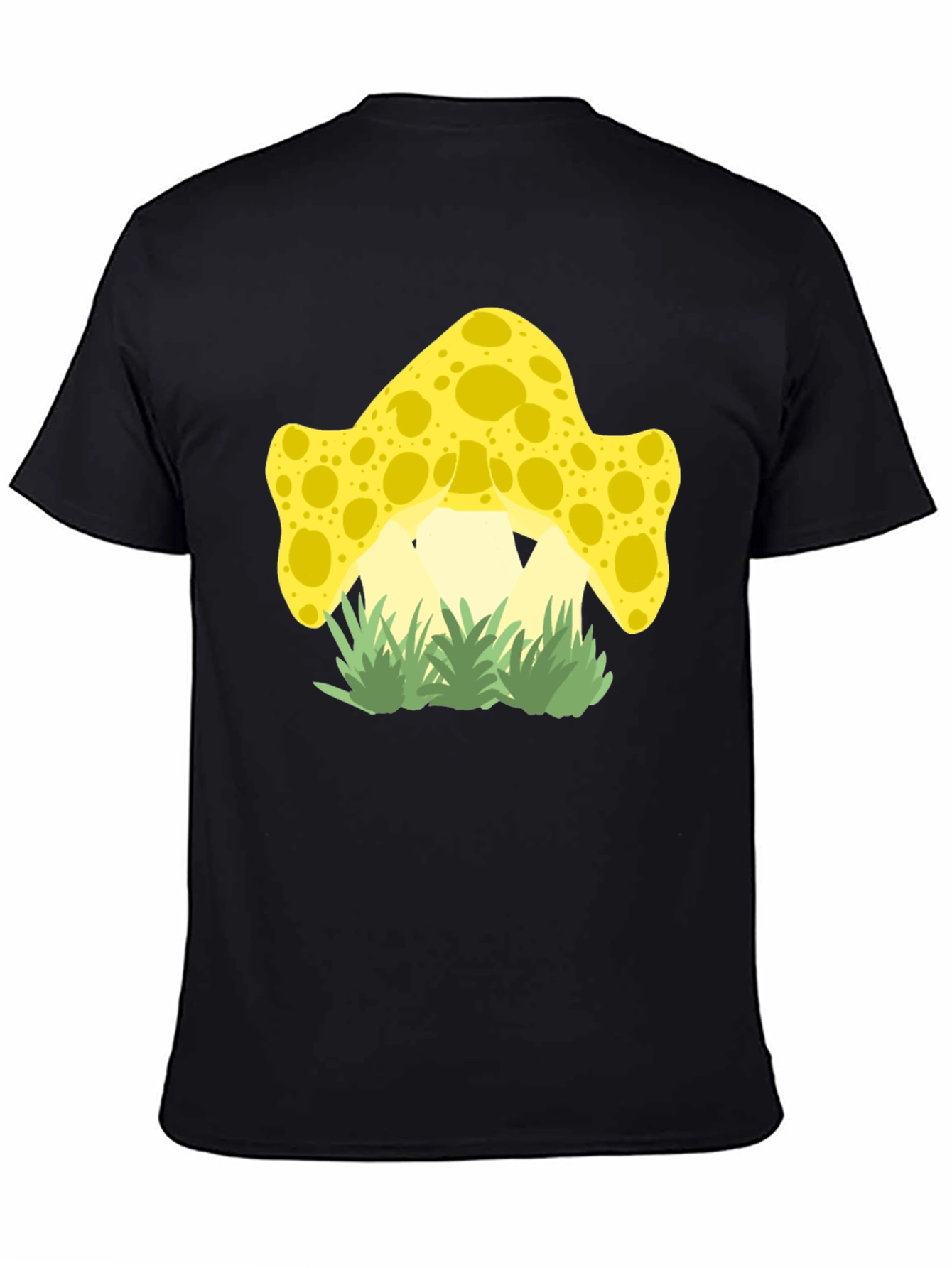 Funky Mushroom Graphic Tee - Black Cotton Shirt