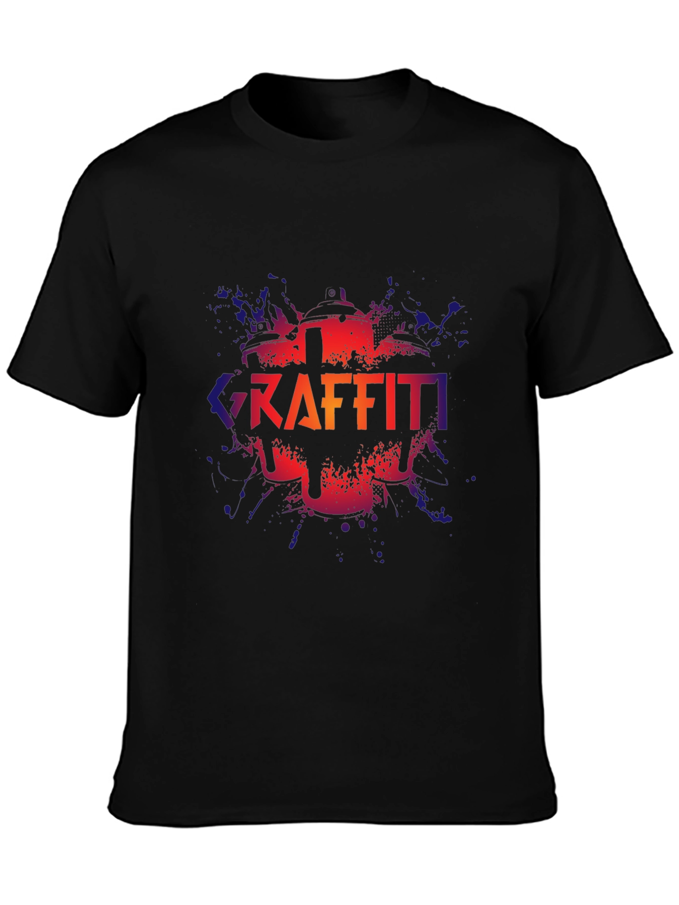 Graffiti Drummer Graphic T-Shirt - Black Crew Neck