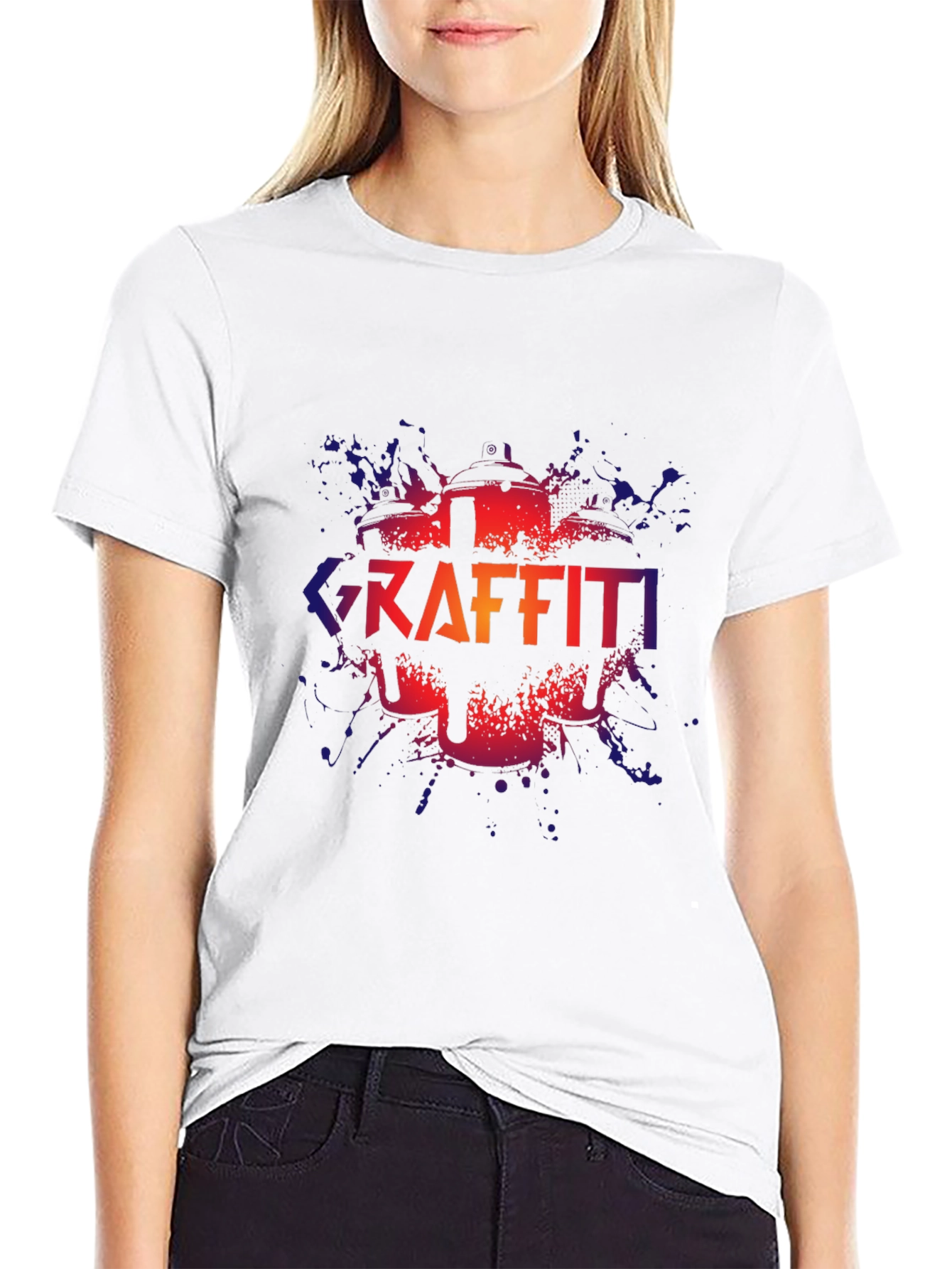 Graffiti Drummer Graphic T-Shirt - Black Crew Neck
