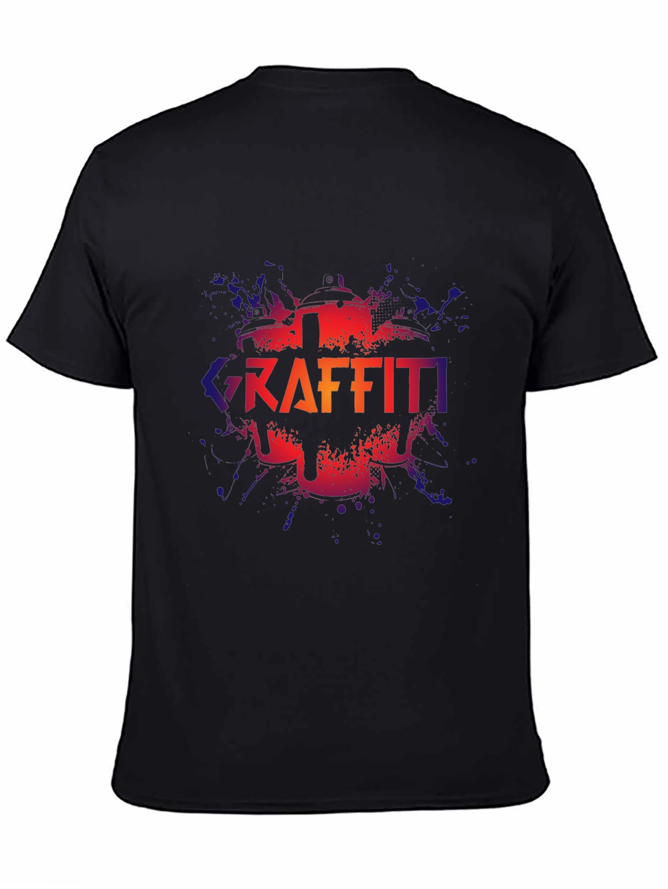 Graffiti Drummer Graphic T-Shirt - Black Crew Neck