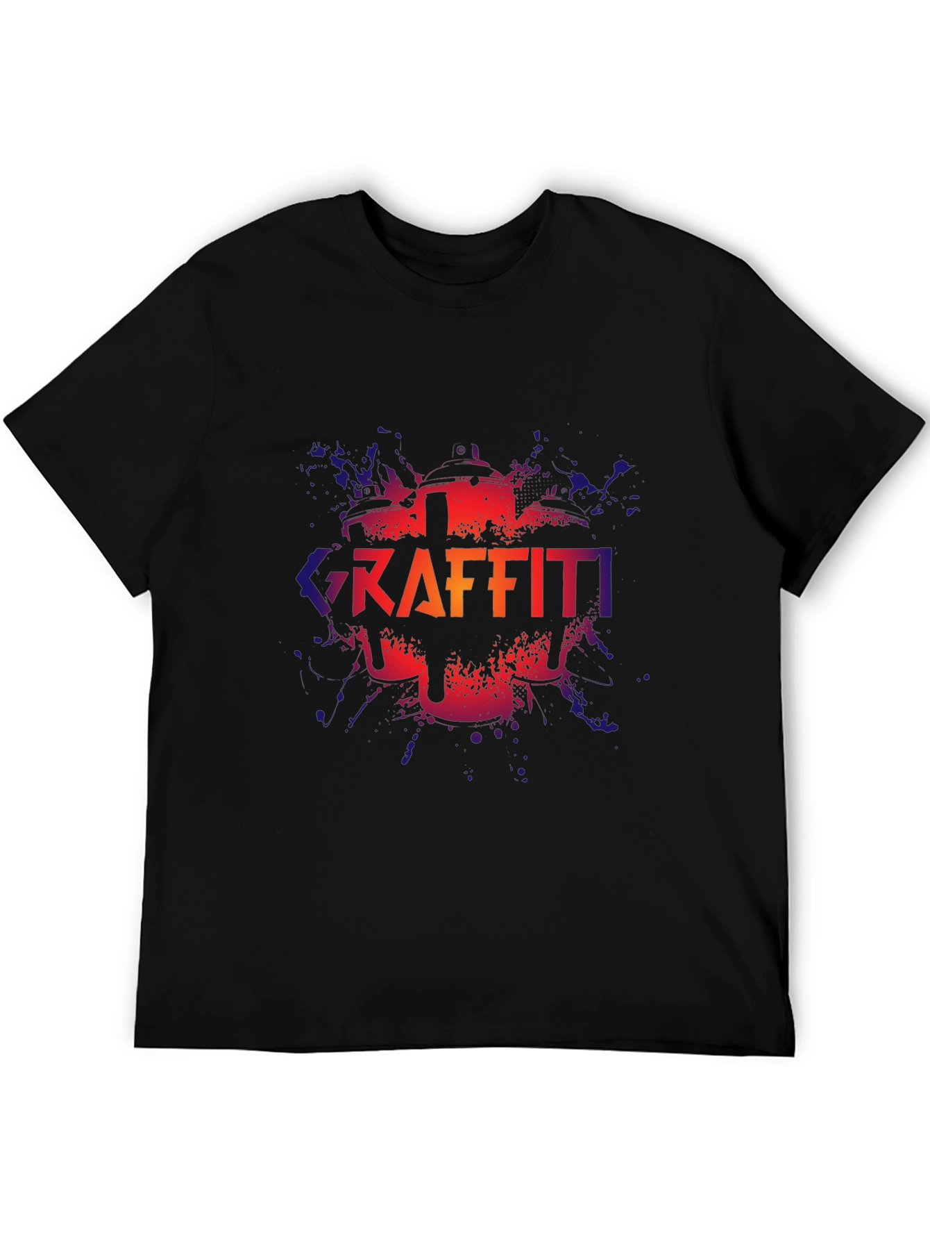 Graffiti Drummer Graphic T-Shirt - Black Crew Neck