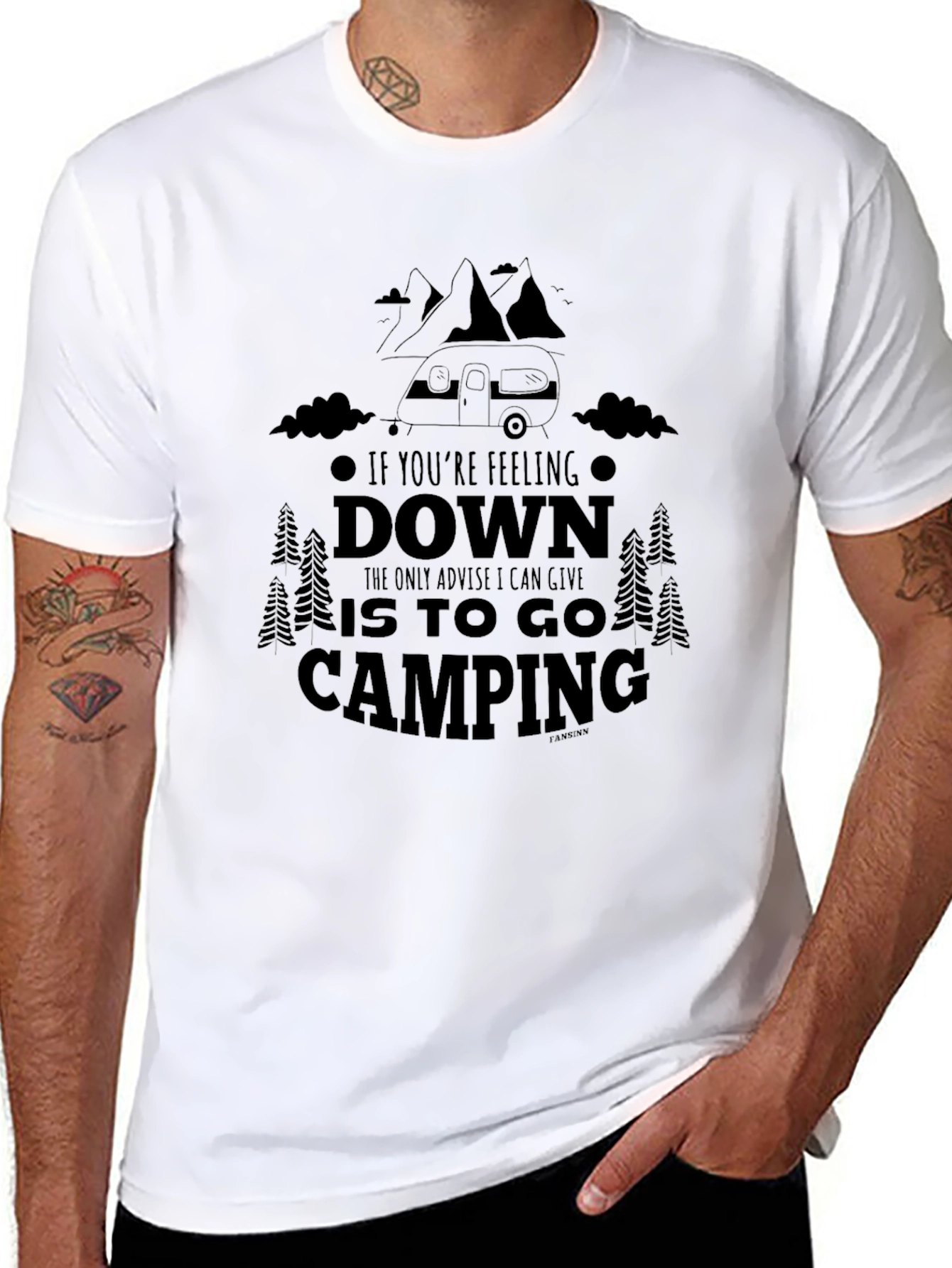 Camping Adventure Black Graphic T-Shirt