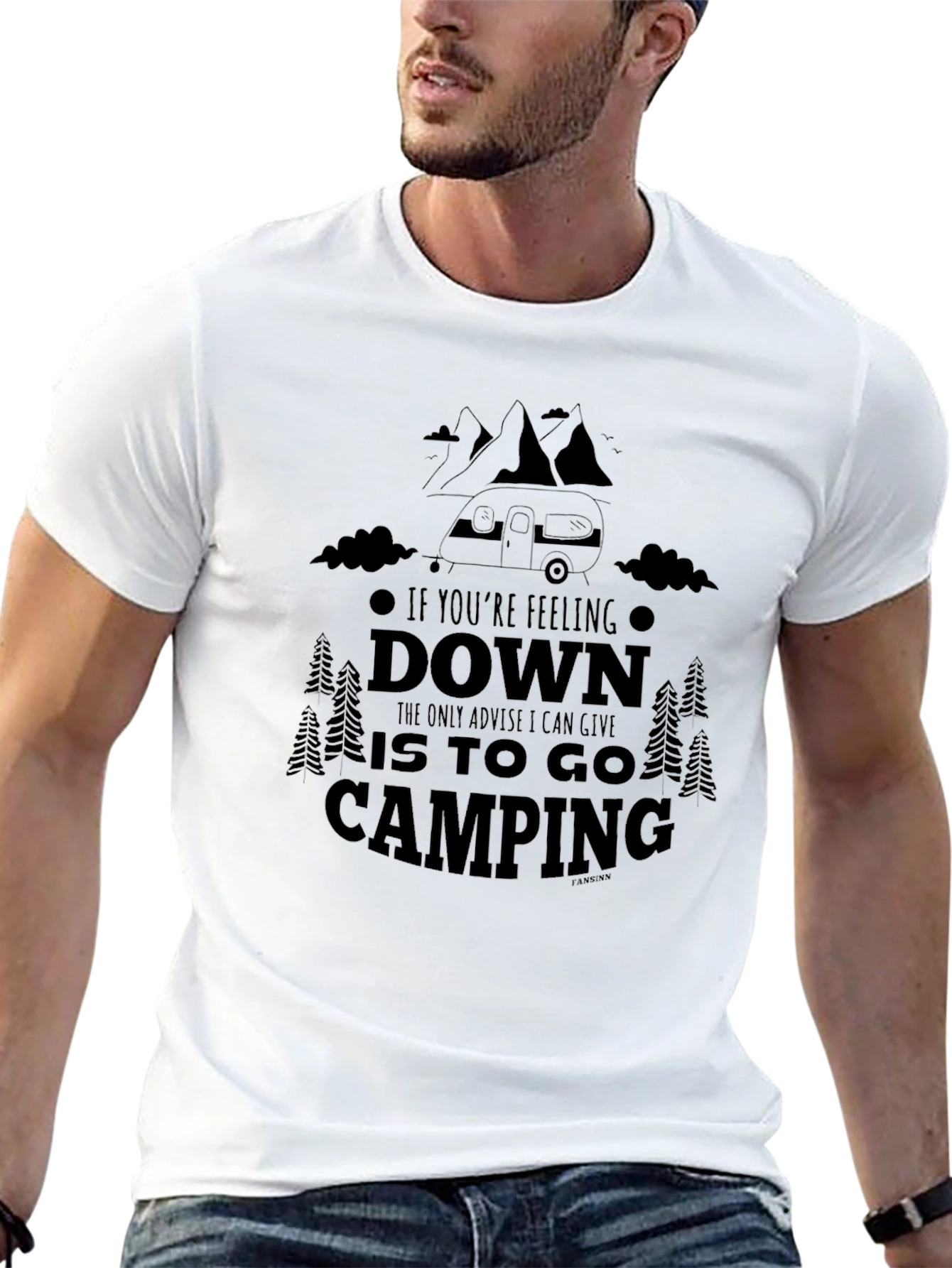 Camping Adventure Black Graphic T-Shirt