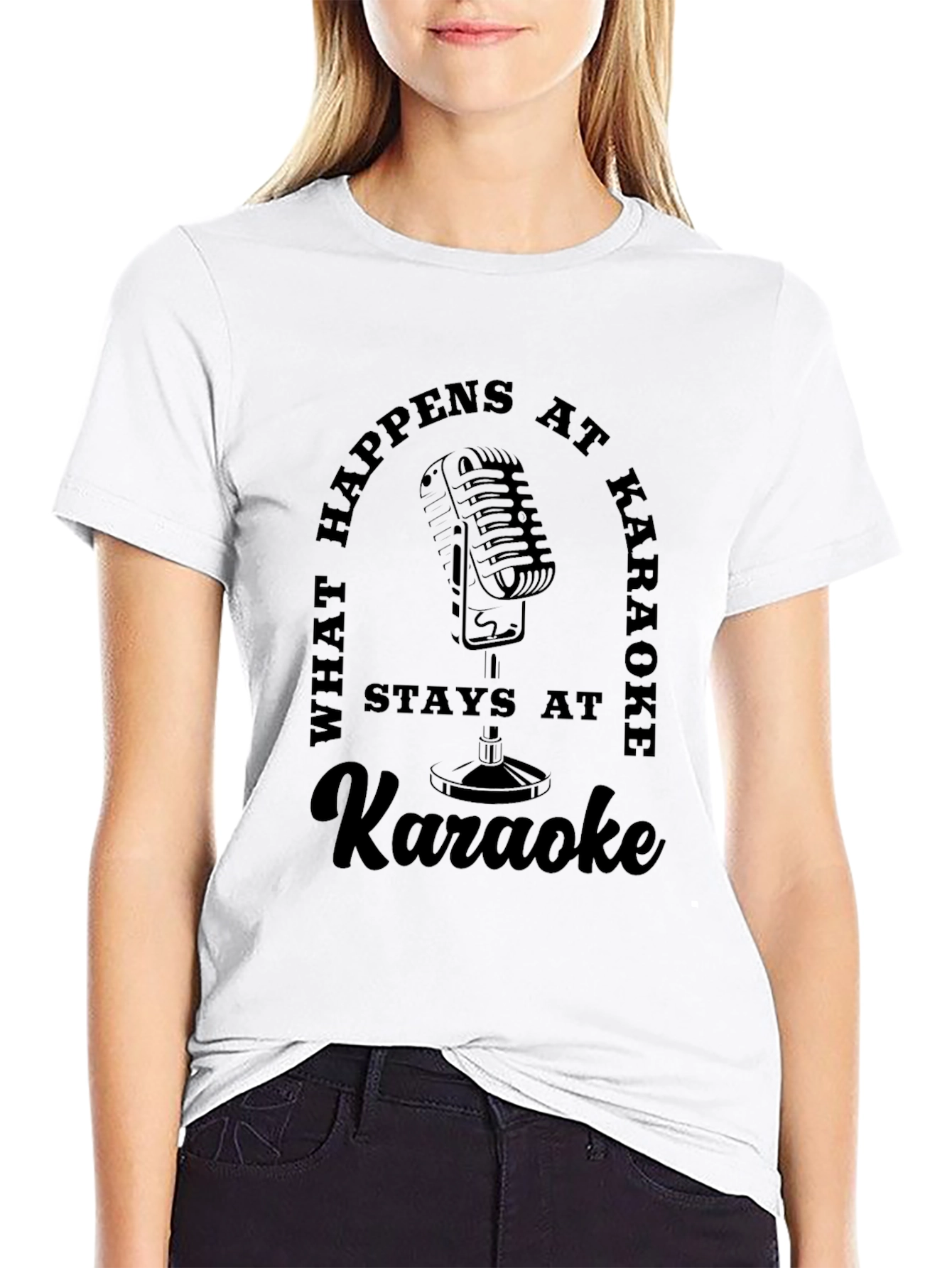 Karaoke Happens Tee - Black Graphic T-Shirt