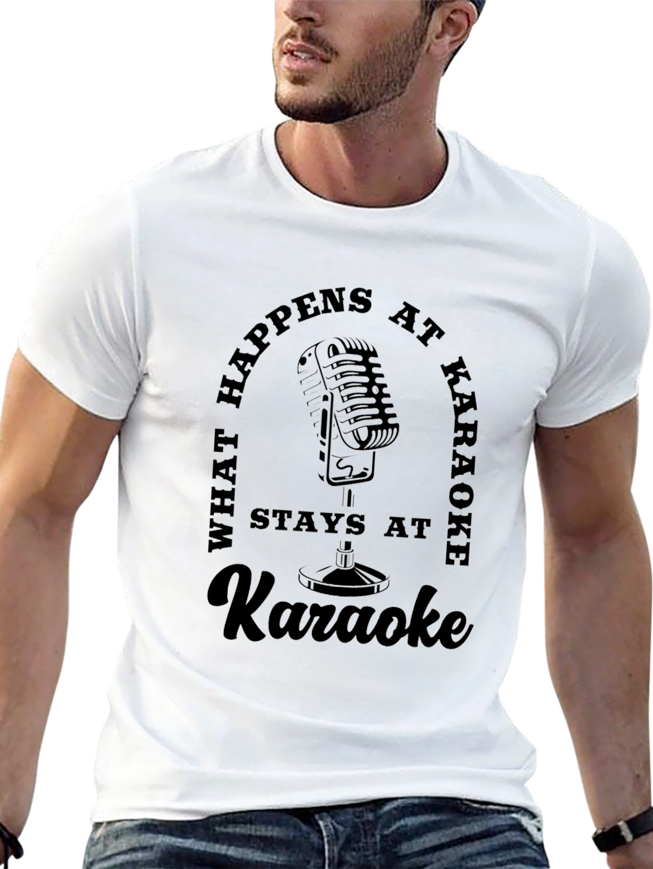 Karaoke Happens Tee - Black Graphic T-Shirt