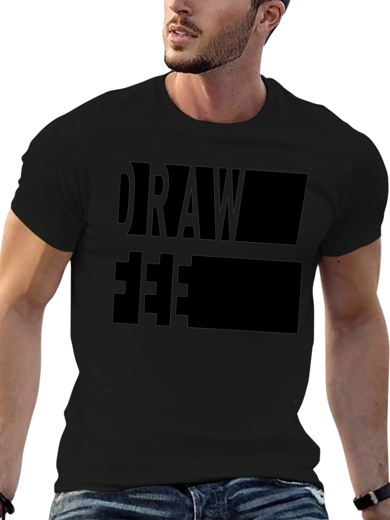 Draw Free Mens Black T-Shirt