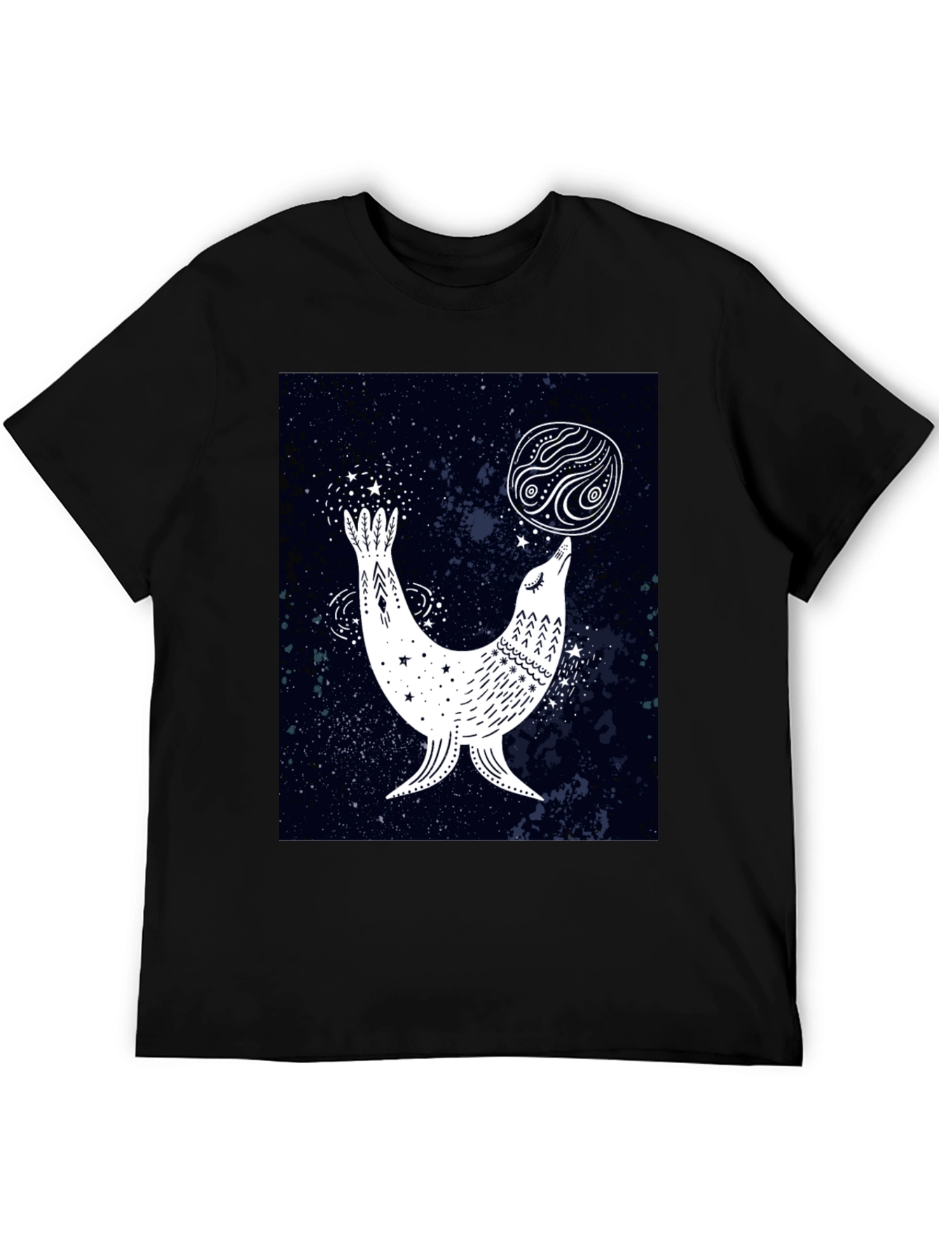 Celestial Seal Graphic Tee - Black Cotton T-Shirt