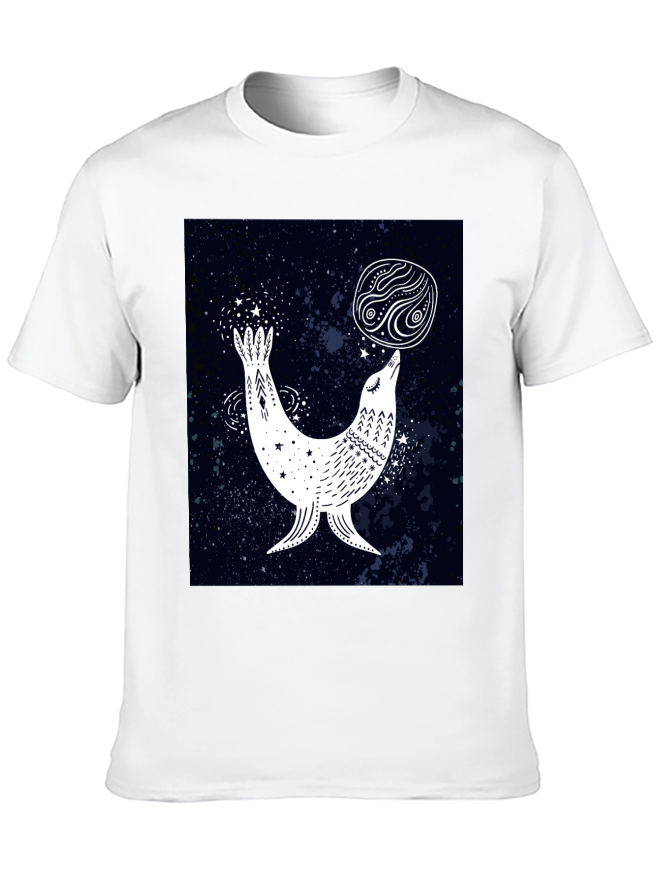 Celestial Seal Graphic Tee - Black Cotton T-Shirt