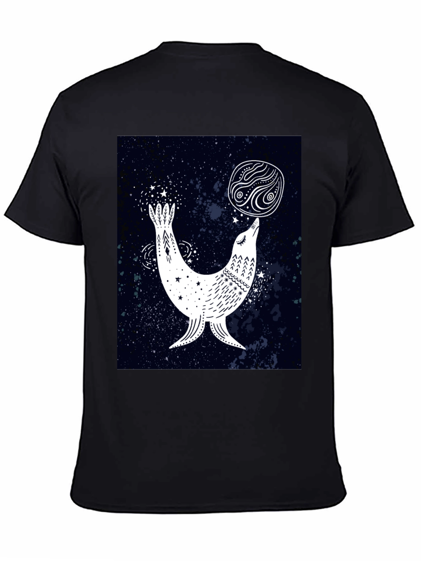 Celestial Seal Graphic Tee - Black Cotton T-Shirt
