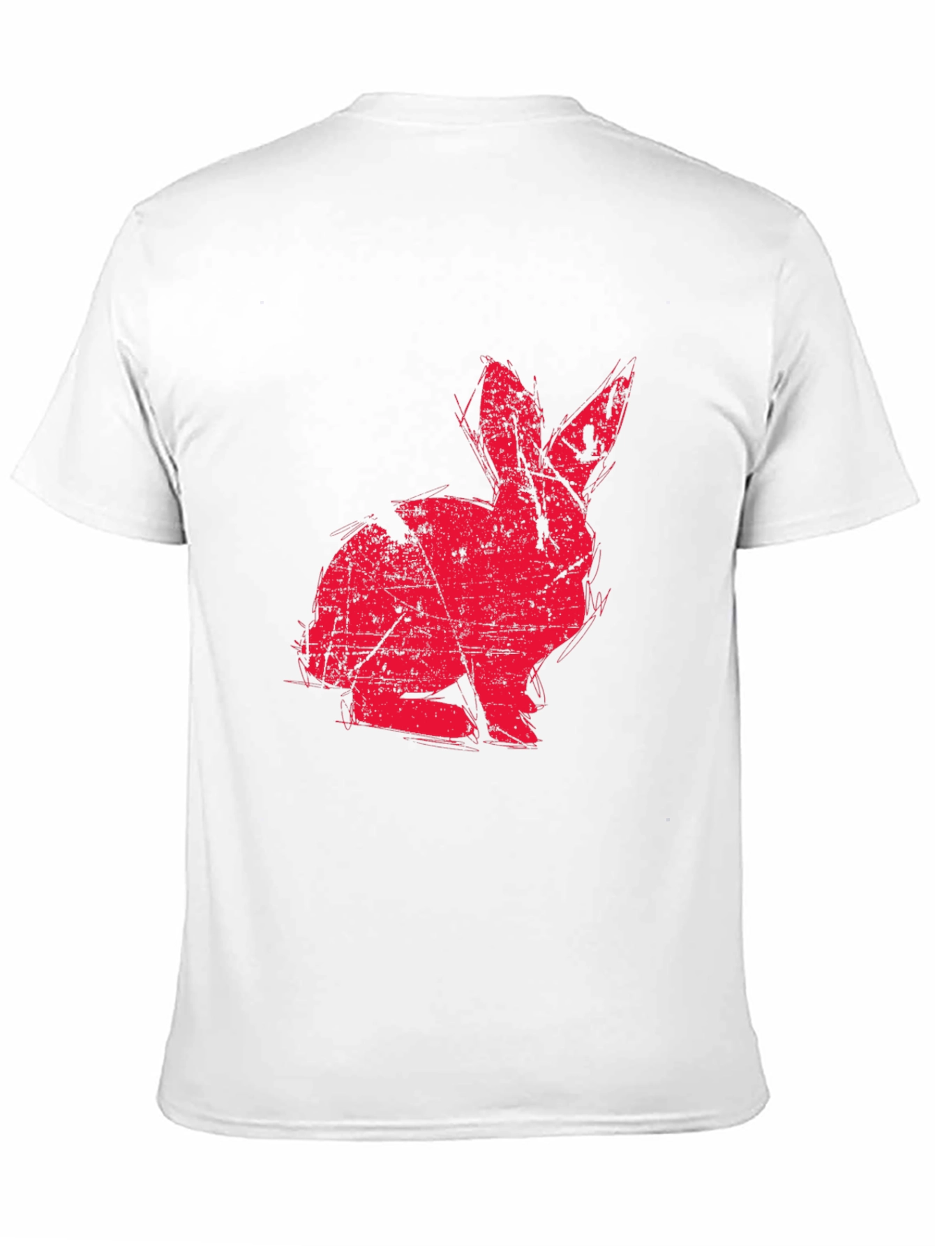 Red Rabbit Graphic Print Black T-shirt