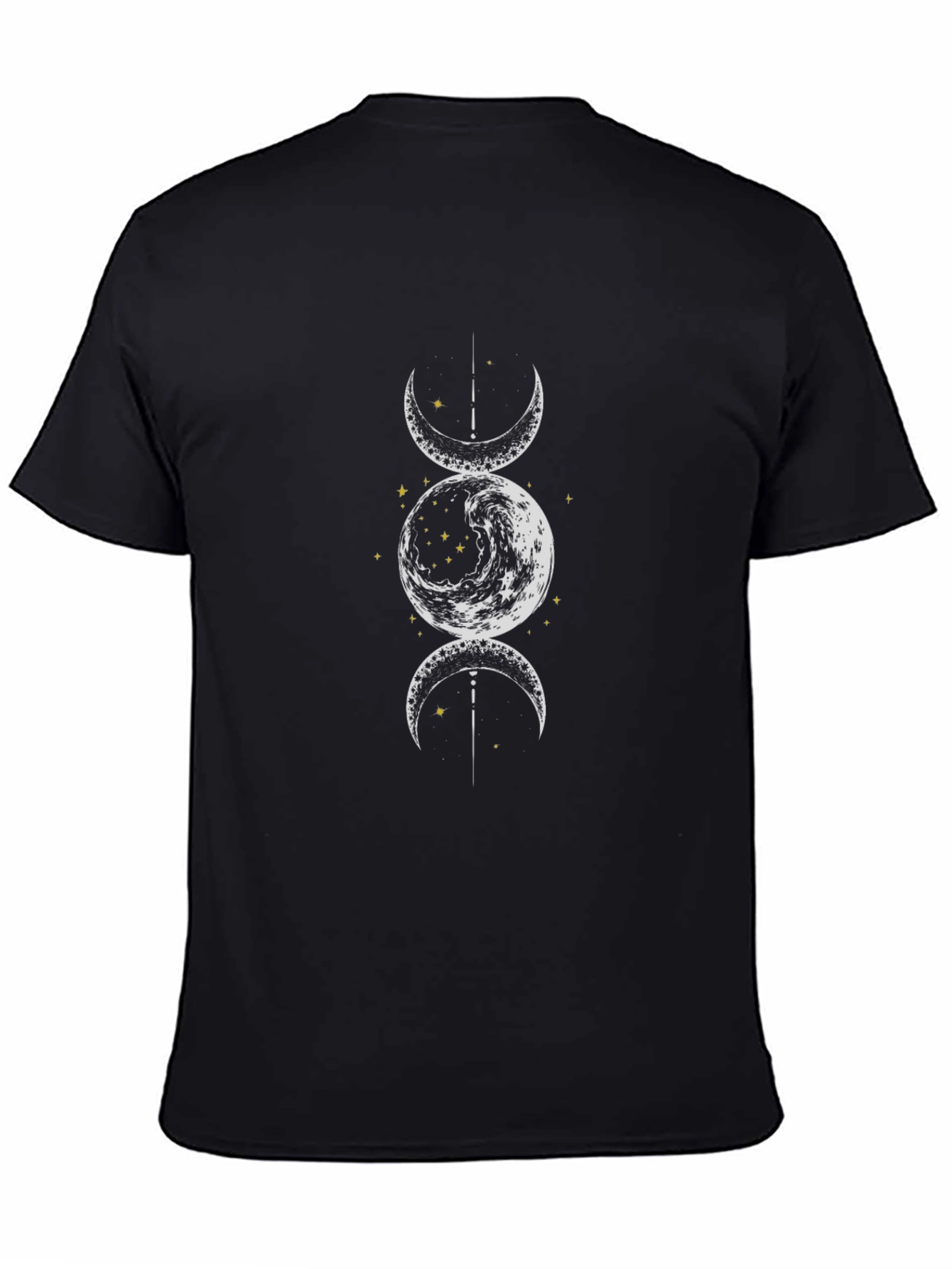 Triple Moon Goddess Graphic Tee - Black Cotton T-Shirt