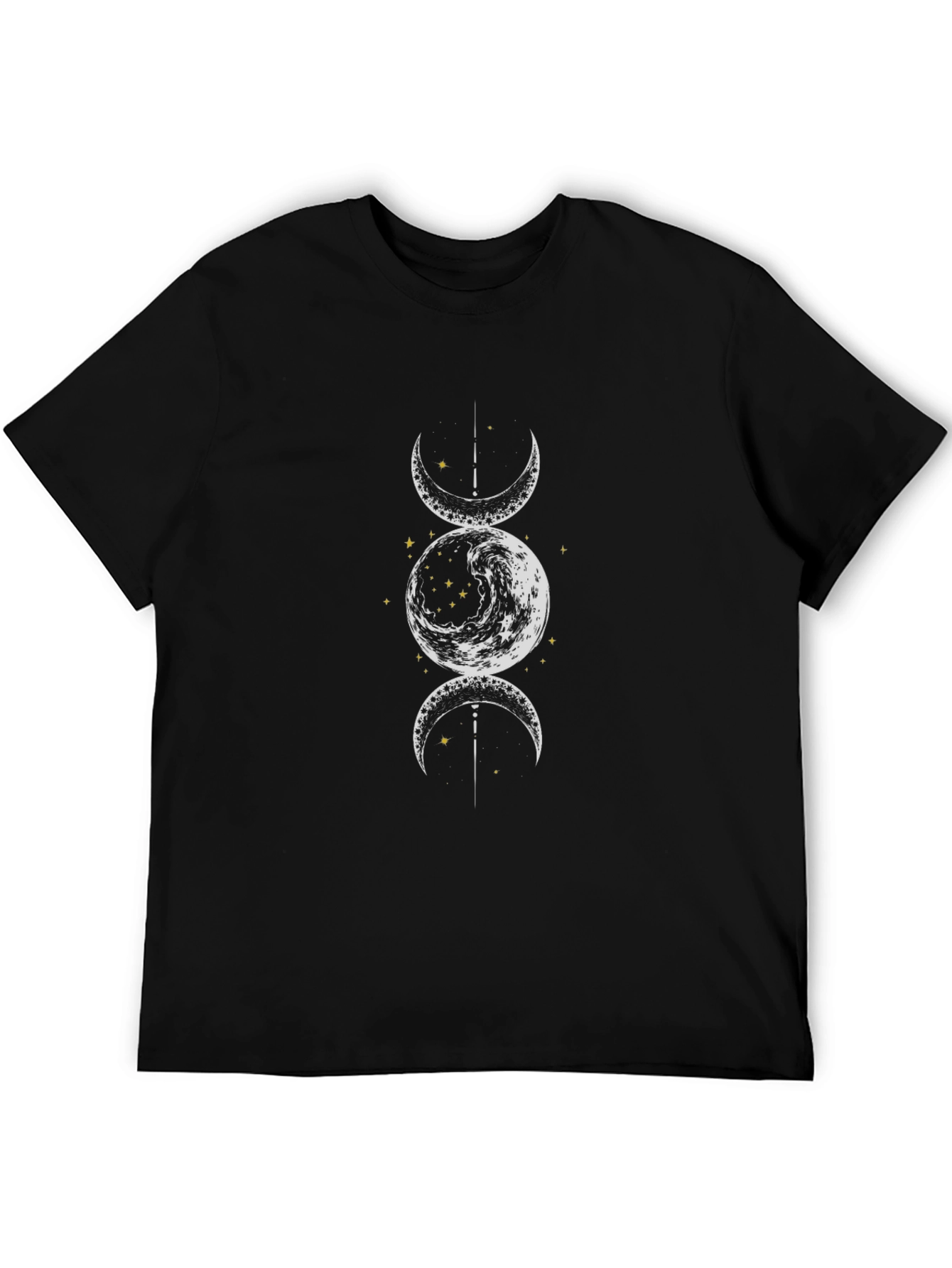 Triple Moon Goddess Graphic Tee - Black Cotton T-Shirt