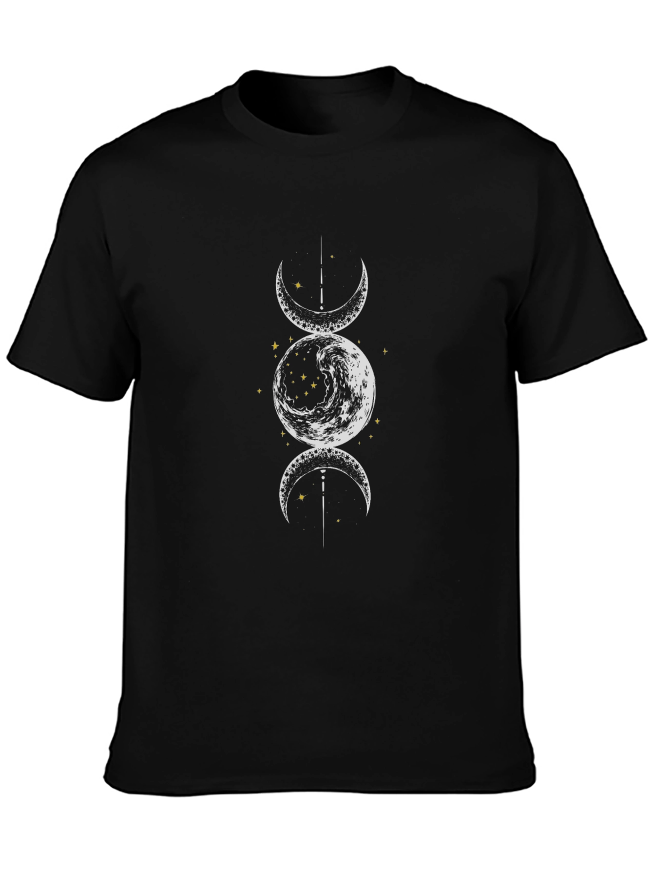 Triple Moon Goddess Graphic Tee - Black Cotton T-Shirt