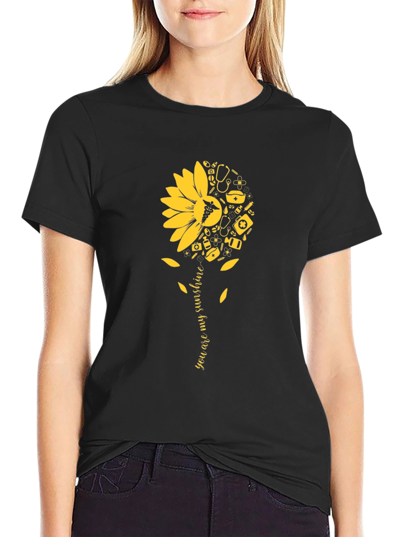 Sunflower Medical Graphic Tee - You Are My Sunshine