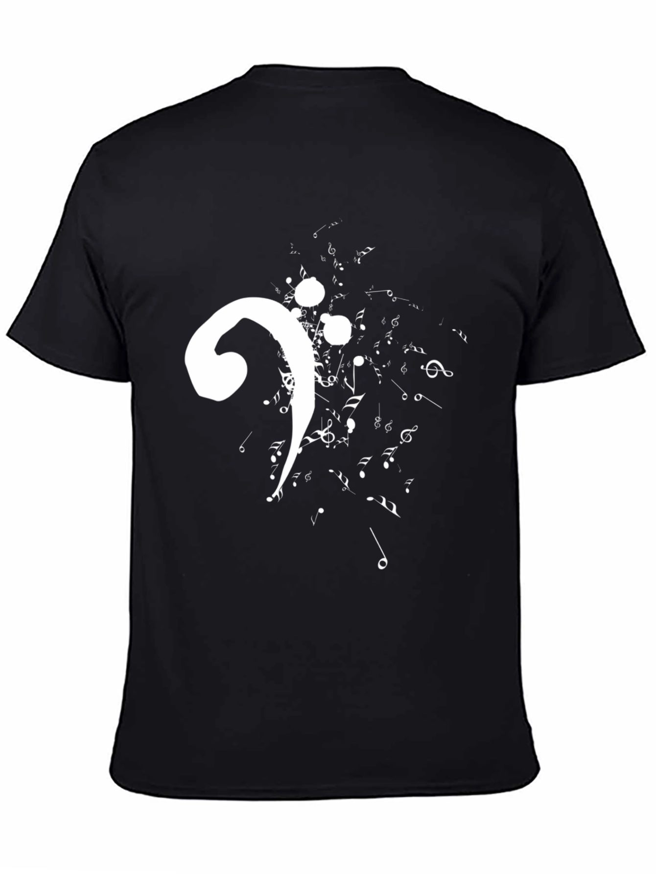 Music Bass Clef Graphic T-Shirt - Black