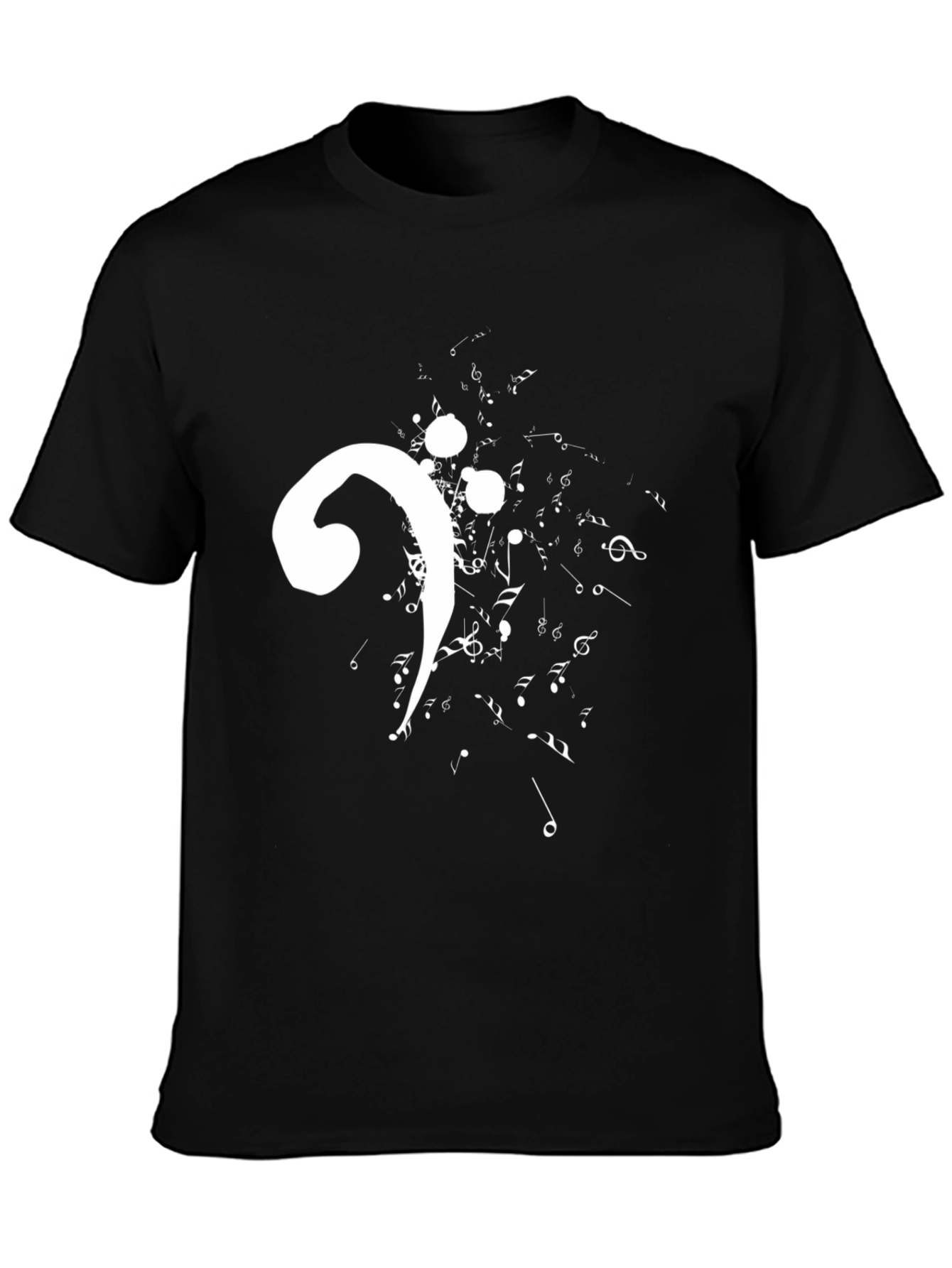 Music Bass Clef Graphic T-Shirt - Black