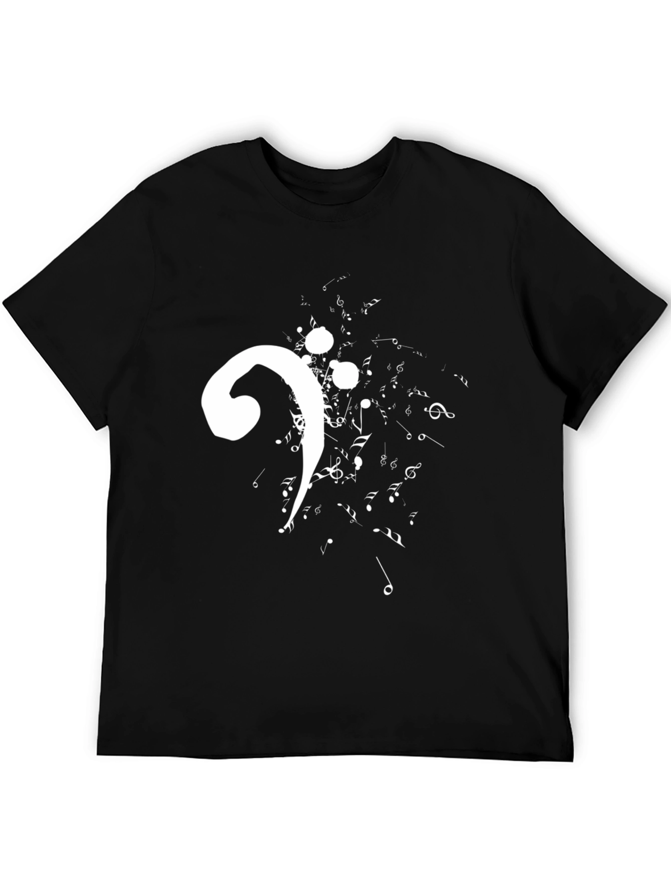 Music Bass Clef Graphic T-Shirt - Black