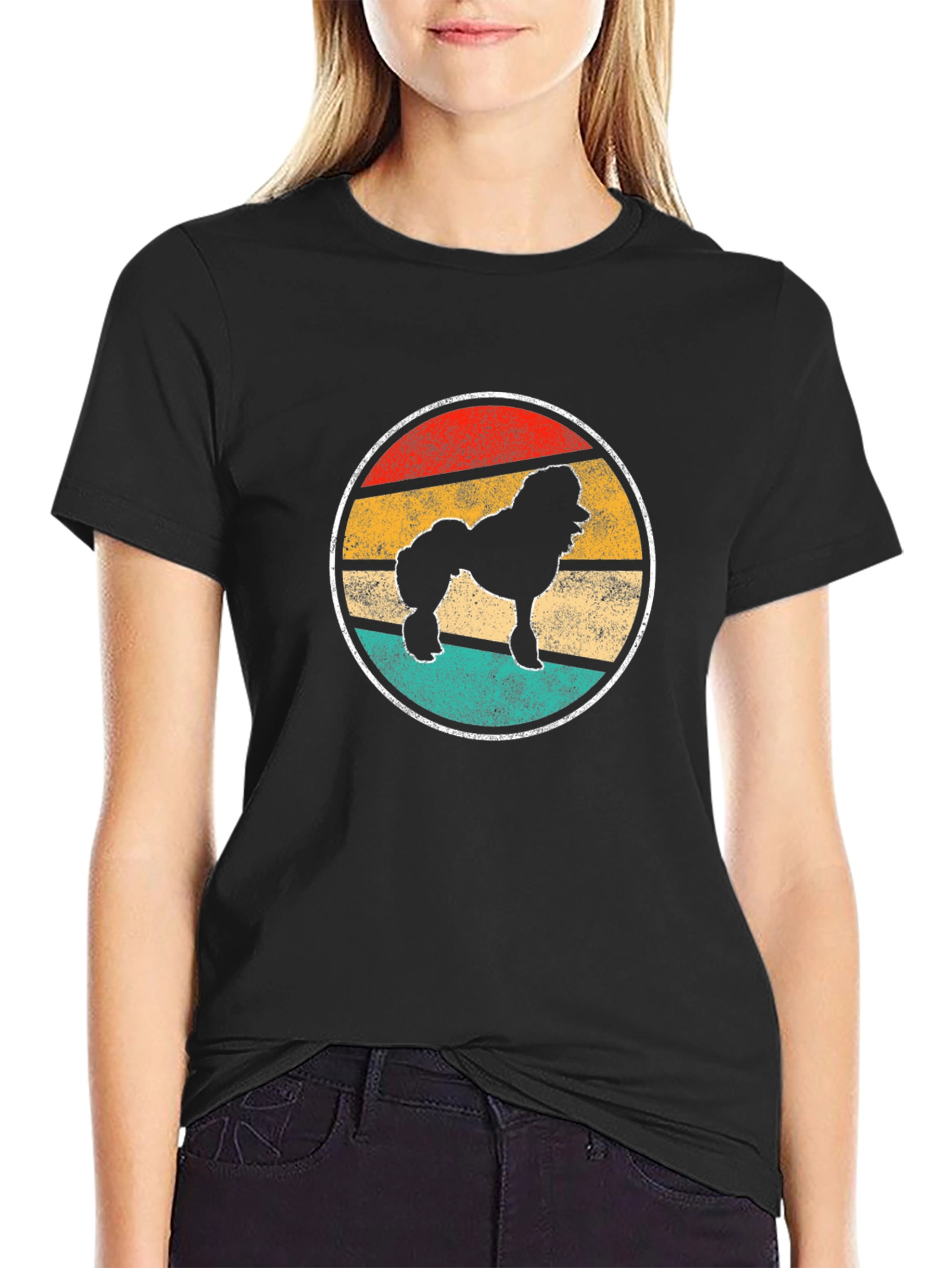 Retro Poodle Silhouette Black T-Shirt