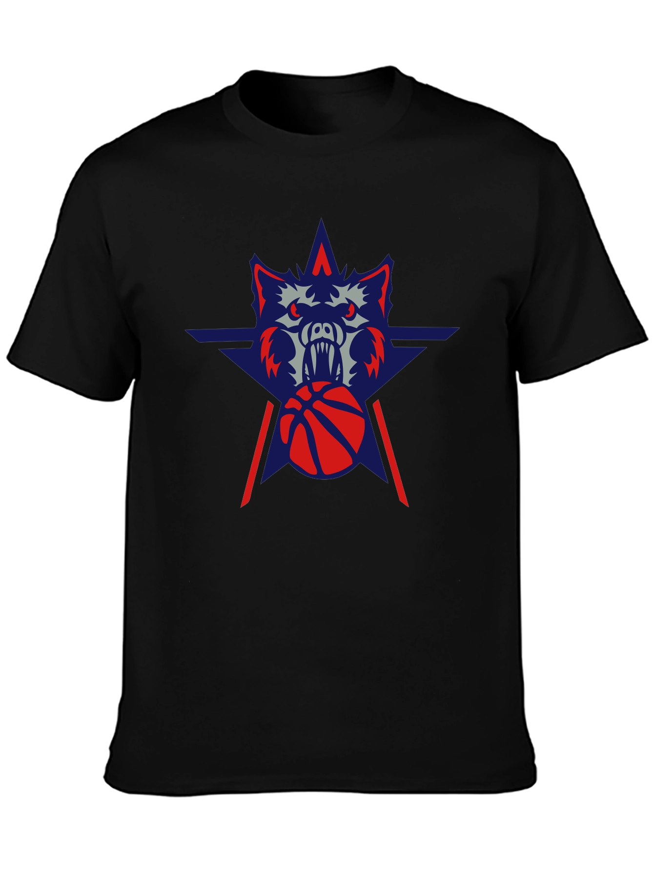 Wolf Basketball Graphic Tee - Black