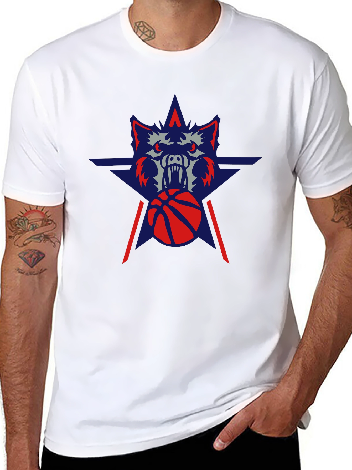 Wolf Basketball Graphic Tee - Black