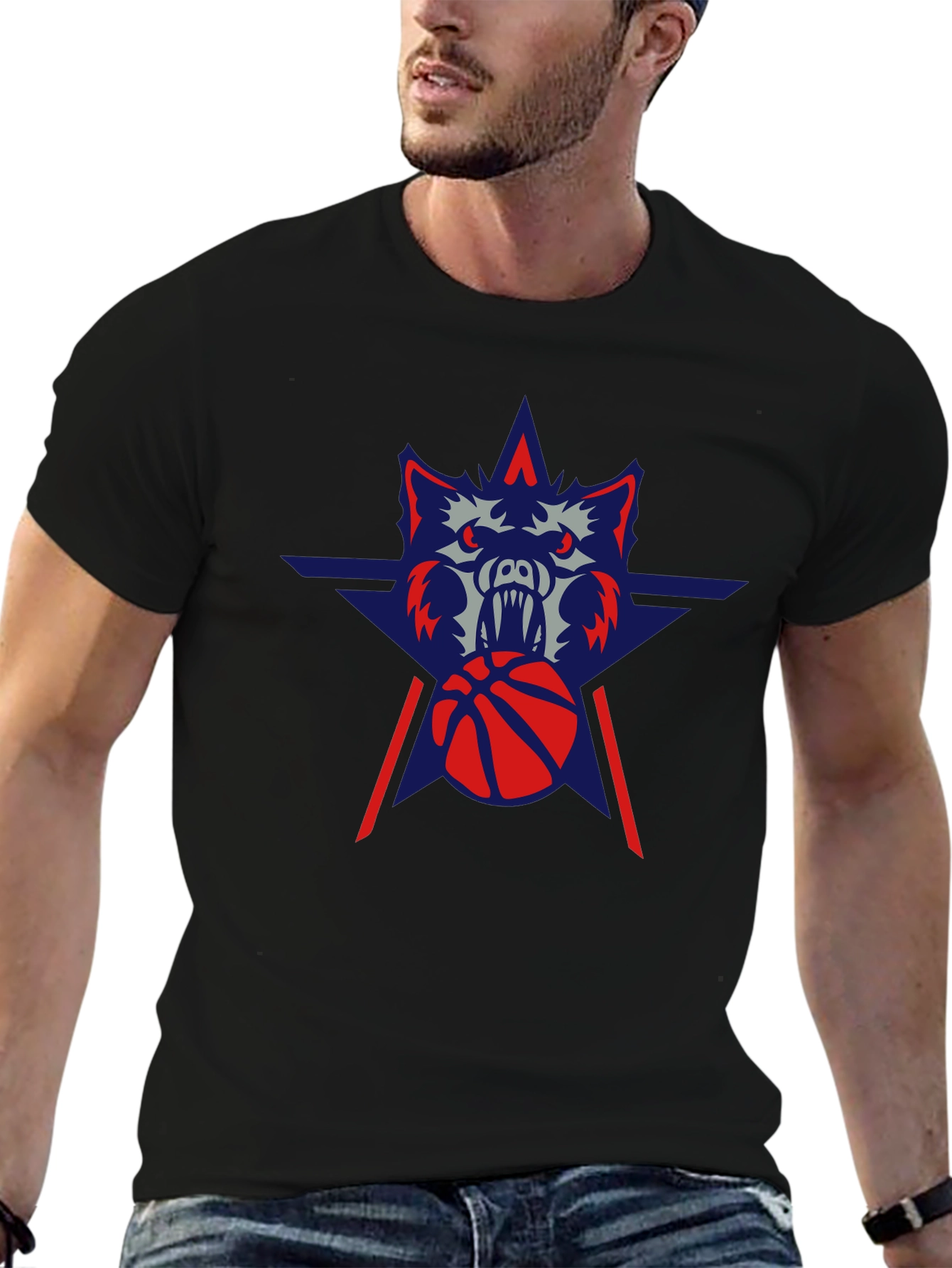 Wolf Basketball Graphic Tee - Black