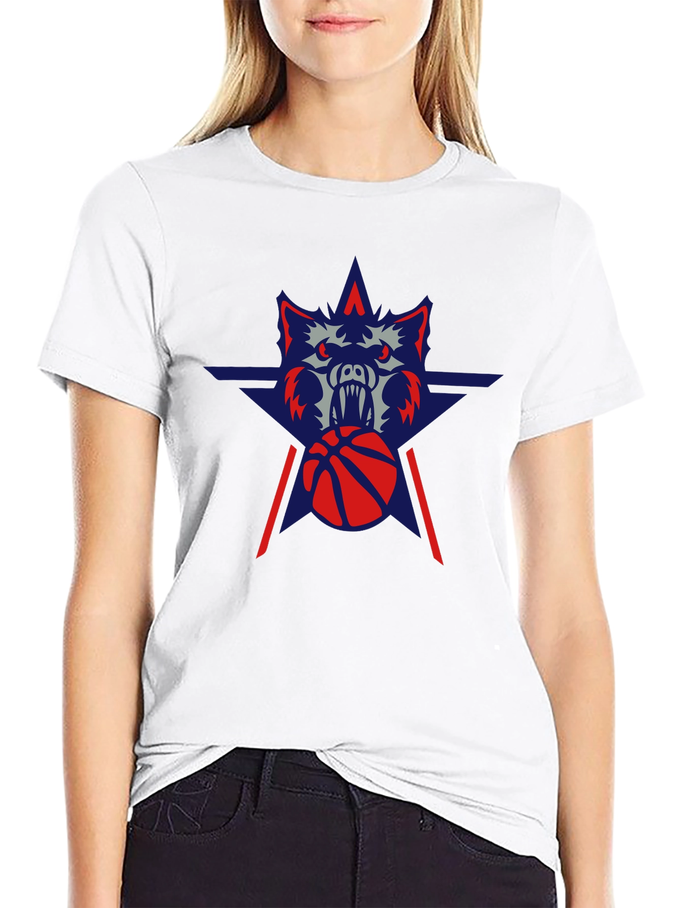 Wolf Basketball Graphic Tee - Black