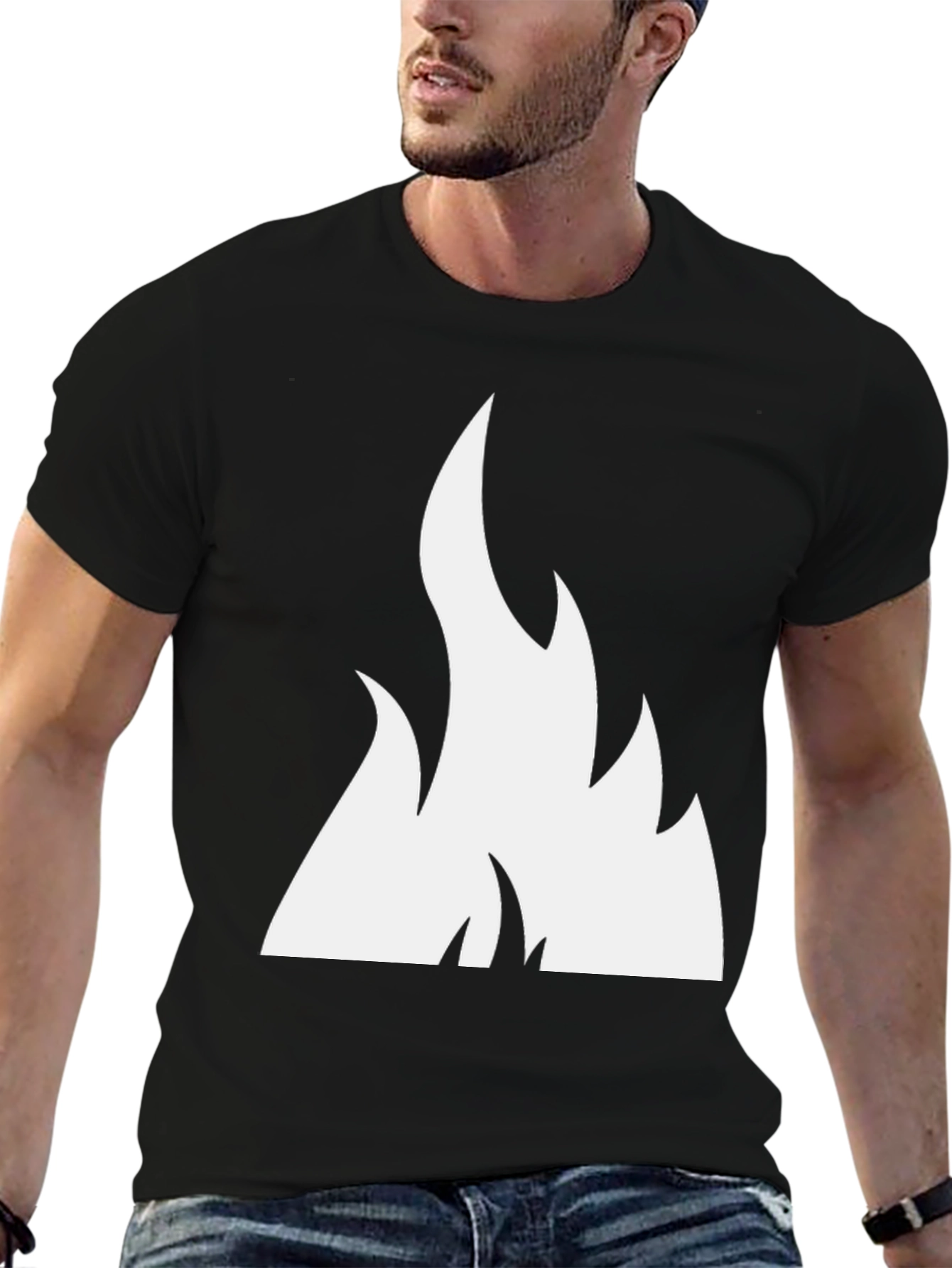 Bold Flame Graphic Tee - Black Cotton Comfort