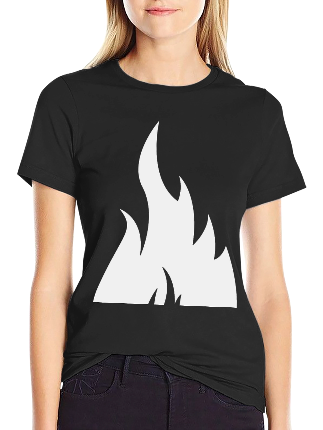 Bold Flame Graphic Tee - Black Cotton Comfort