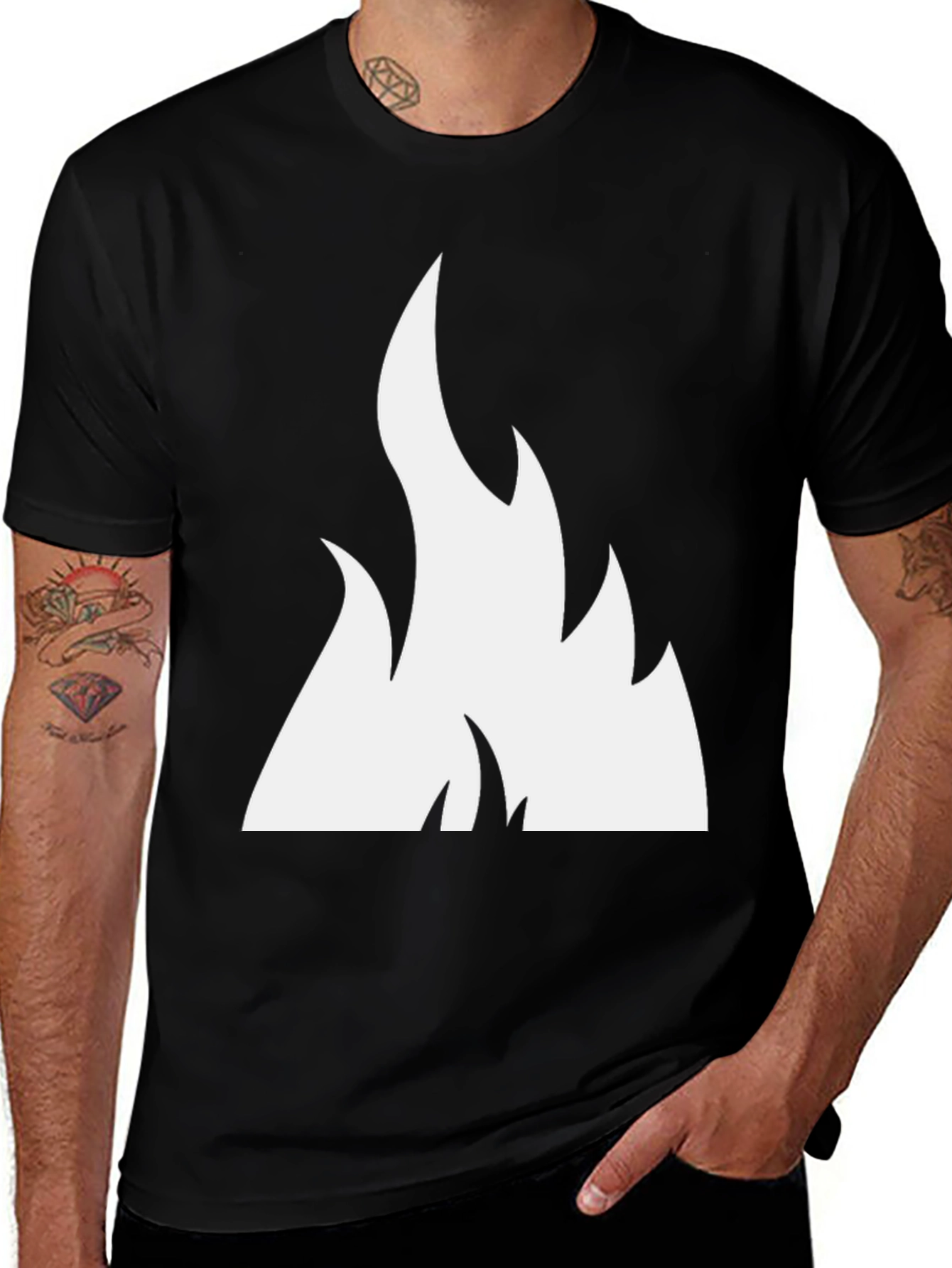 Bold Flame Graphic Tee - Black Cotton Comfort