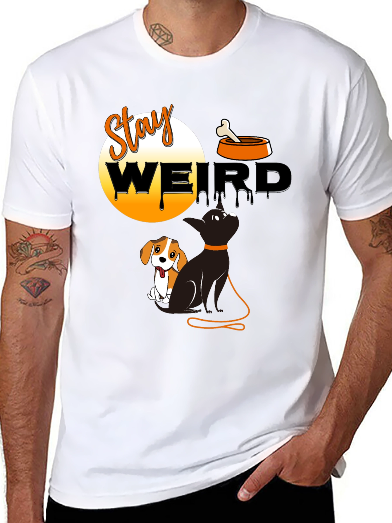 Stay Weird T-Shirt Cat and Dog