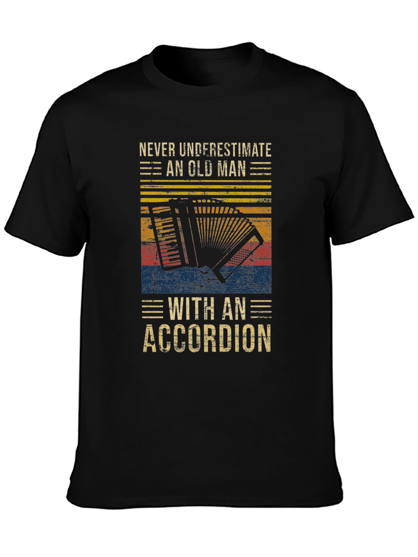 Never Underestimate Accordion Old Man T-Shirt