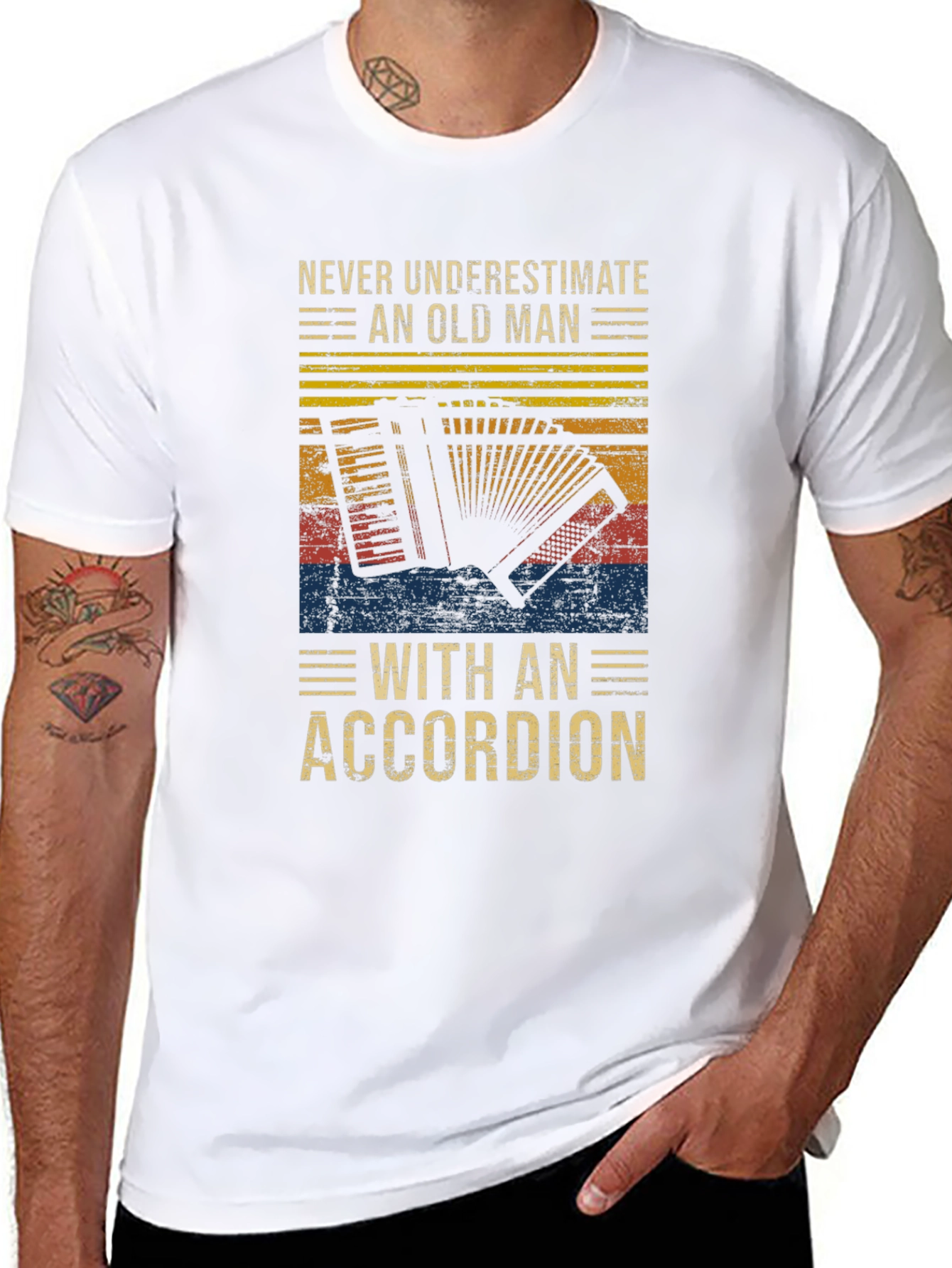Never Underestimate Accordion Old Man T-Shirt