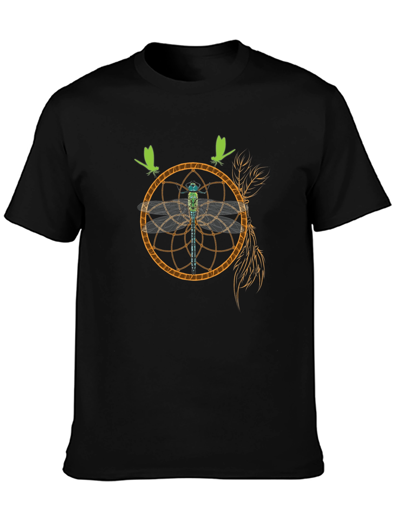 Dreamcatcher Dragonfly Graphic Black T-Shirt