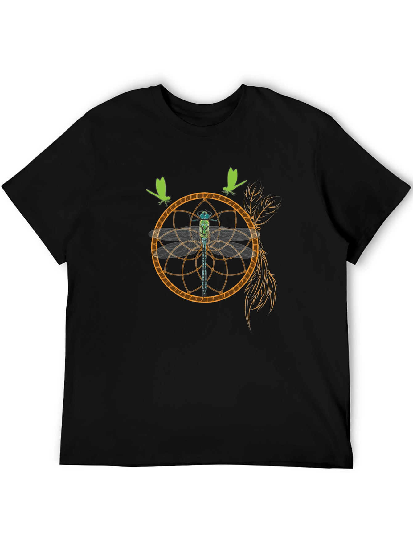 Dreamcatcher Dragonfly Graphic Black T-Shirt