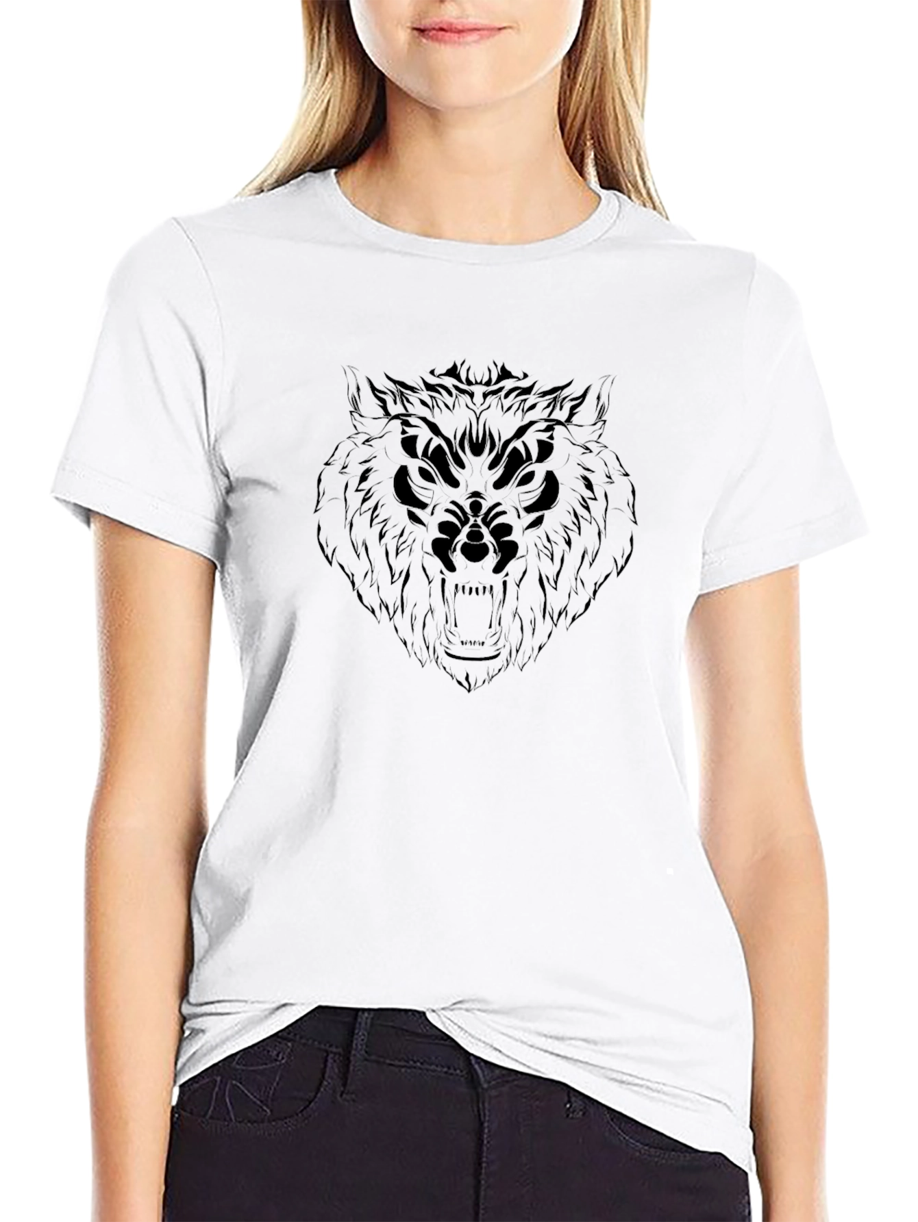 Wolf Skull Graphic Black T-Shirt