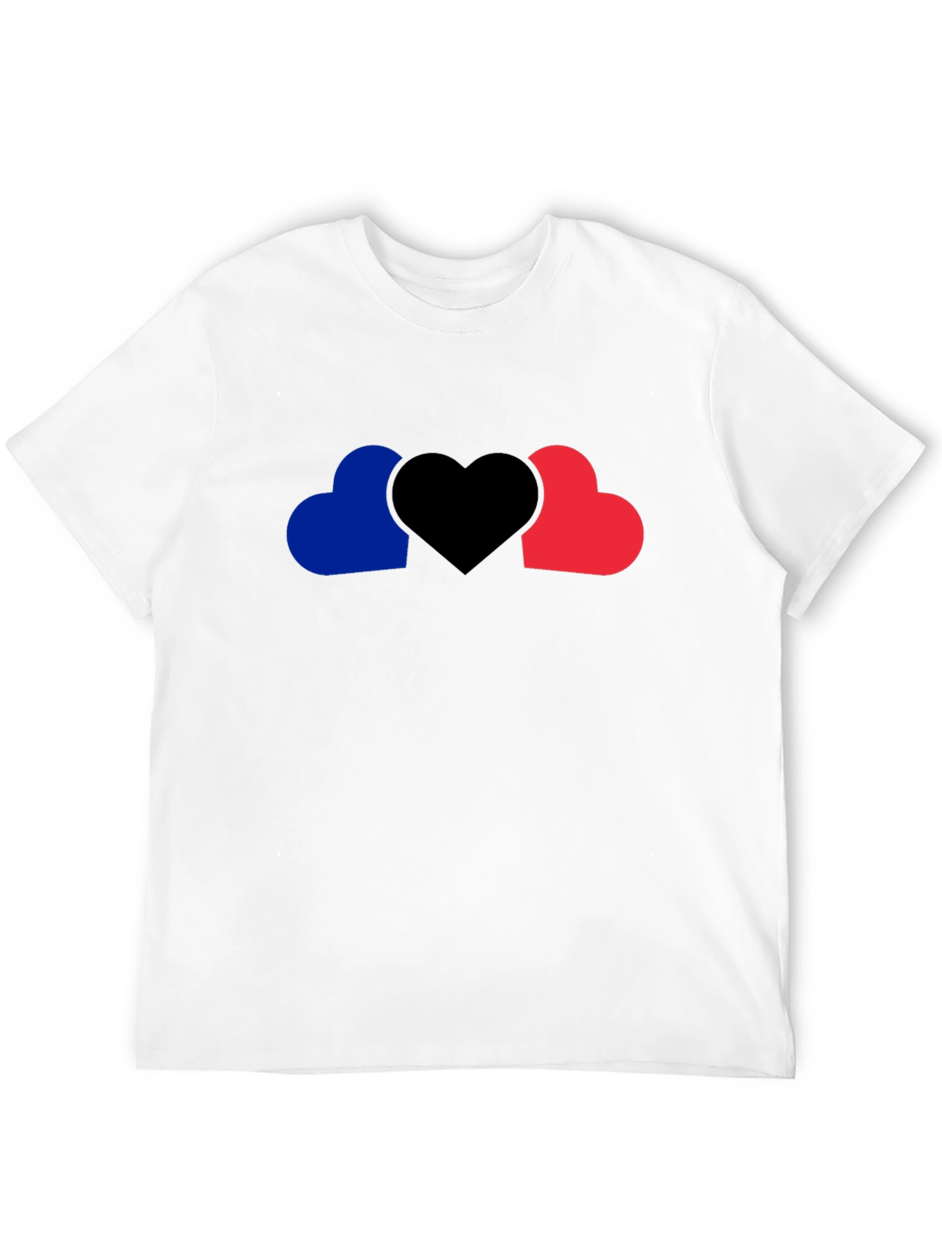 Heart Trio Graphic Tee - Black Cotton Casual Shirt