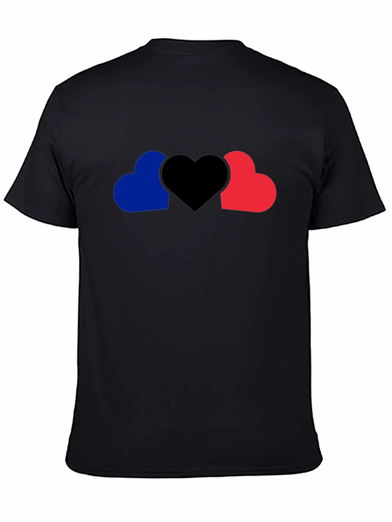 Heart Trio Graphic Tee - Black Cotton Casual Shirt