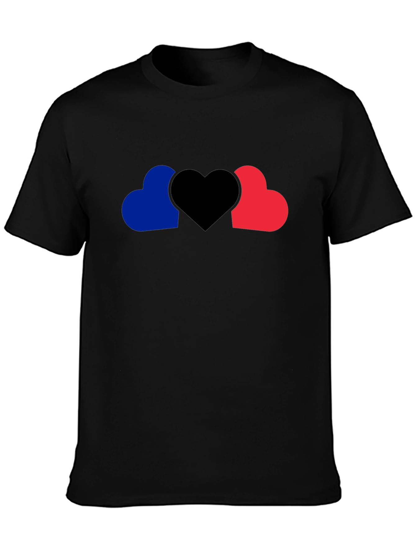 Heart Trio Graphic Tee - Black Cotton Casual Shirt