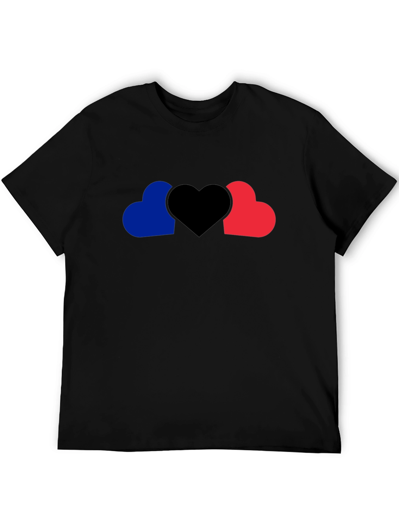 Heart Trio Graphic Tee - Black Cotton Casual Shirt