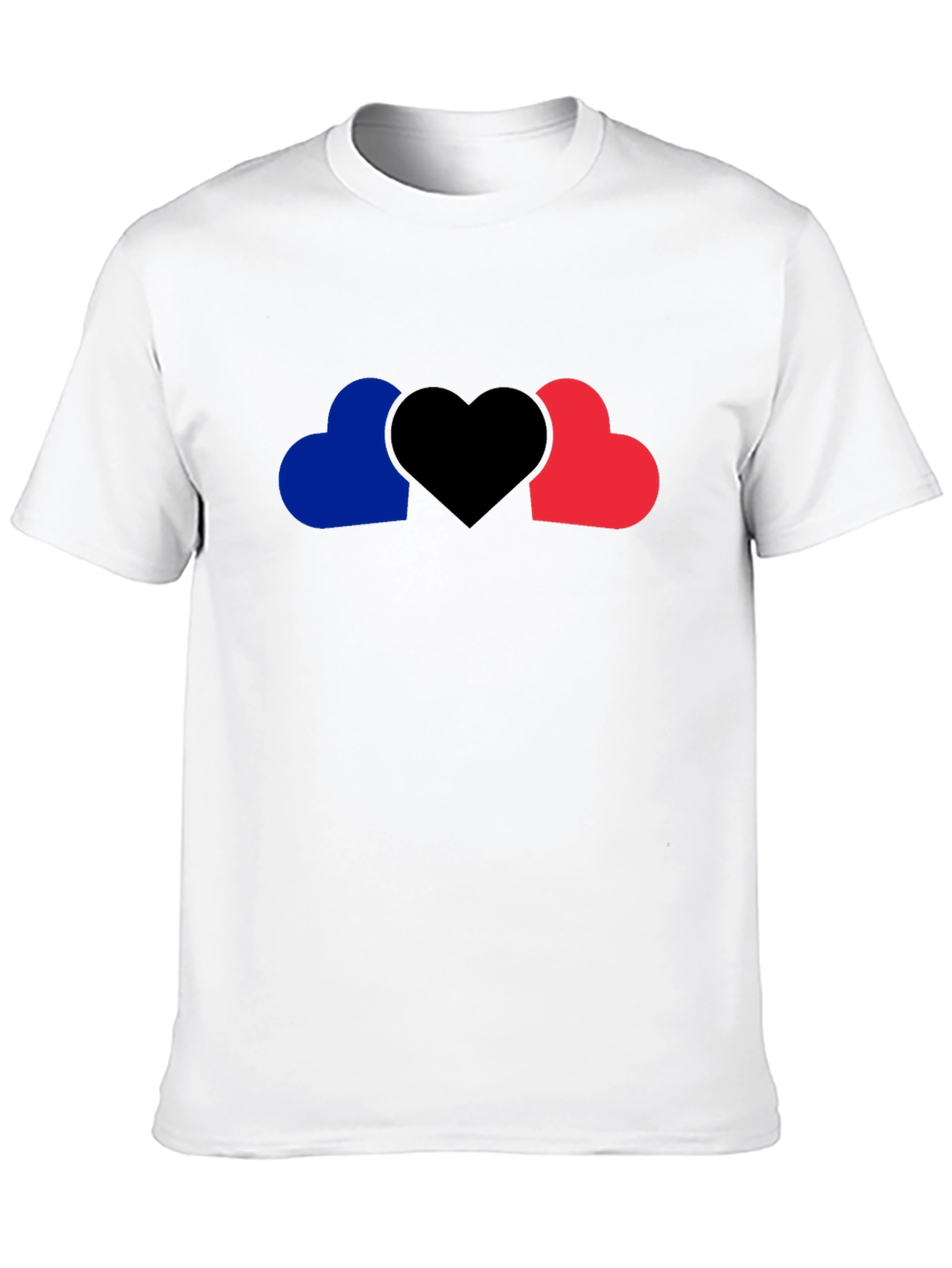 Heart Trio Graphic Tee - Black Cotton Casual Shirt