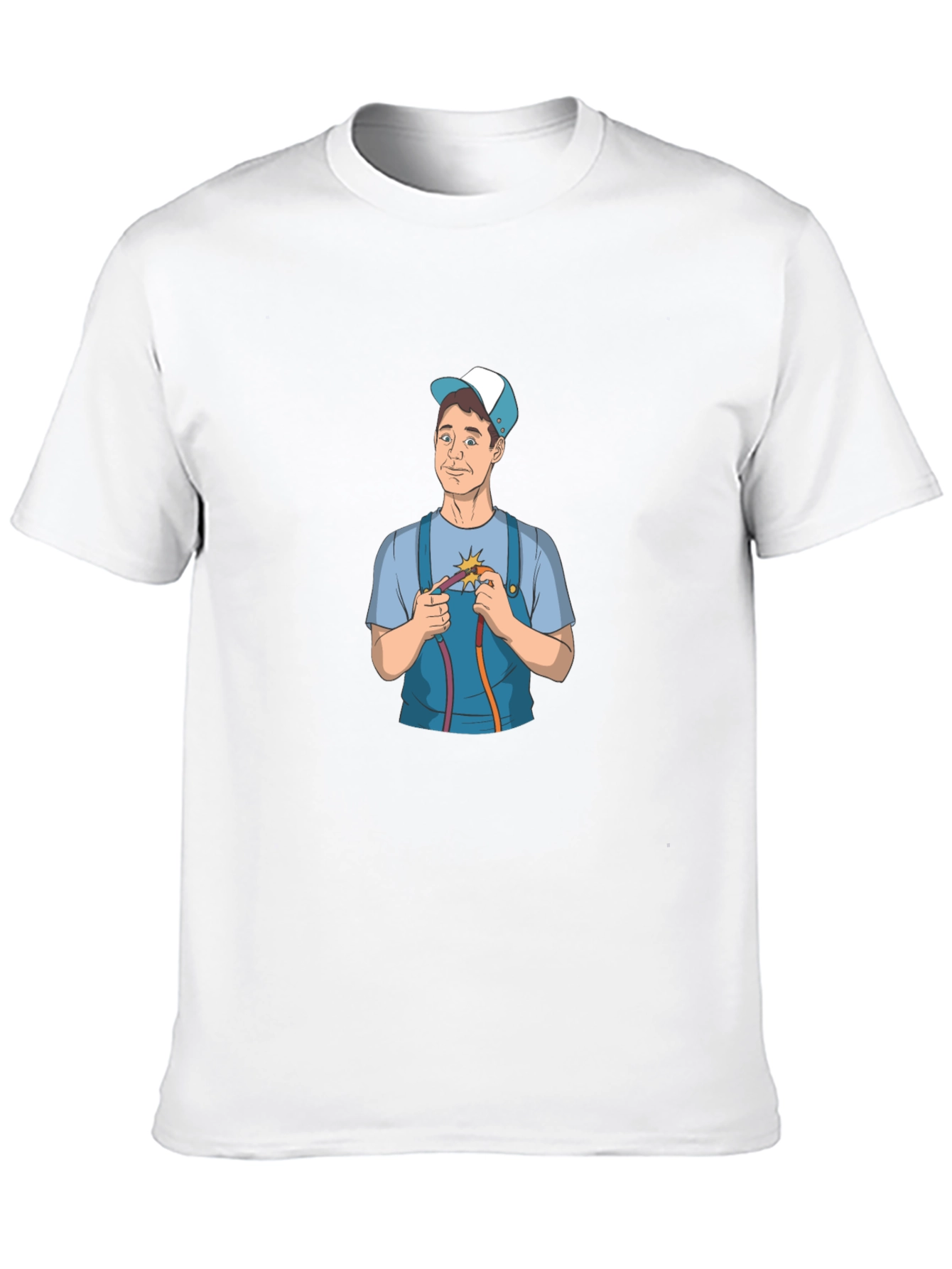 Electrician Cartoon Graphic Black T-Shirt
