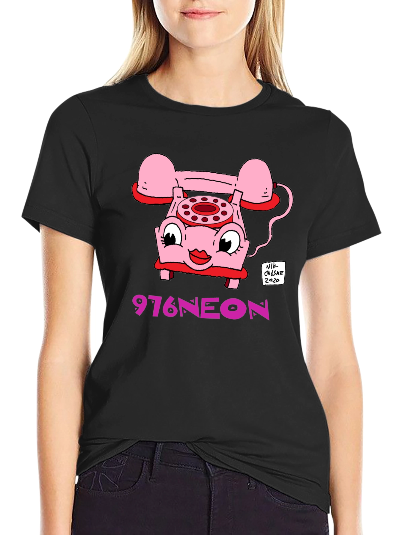 Retro Cartoon Phone Graphic T-Shirt