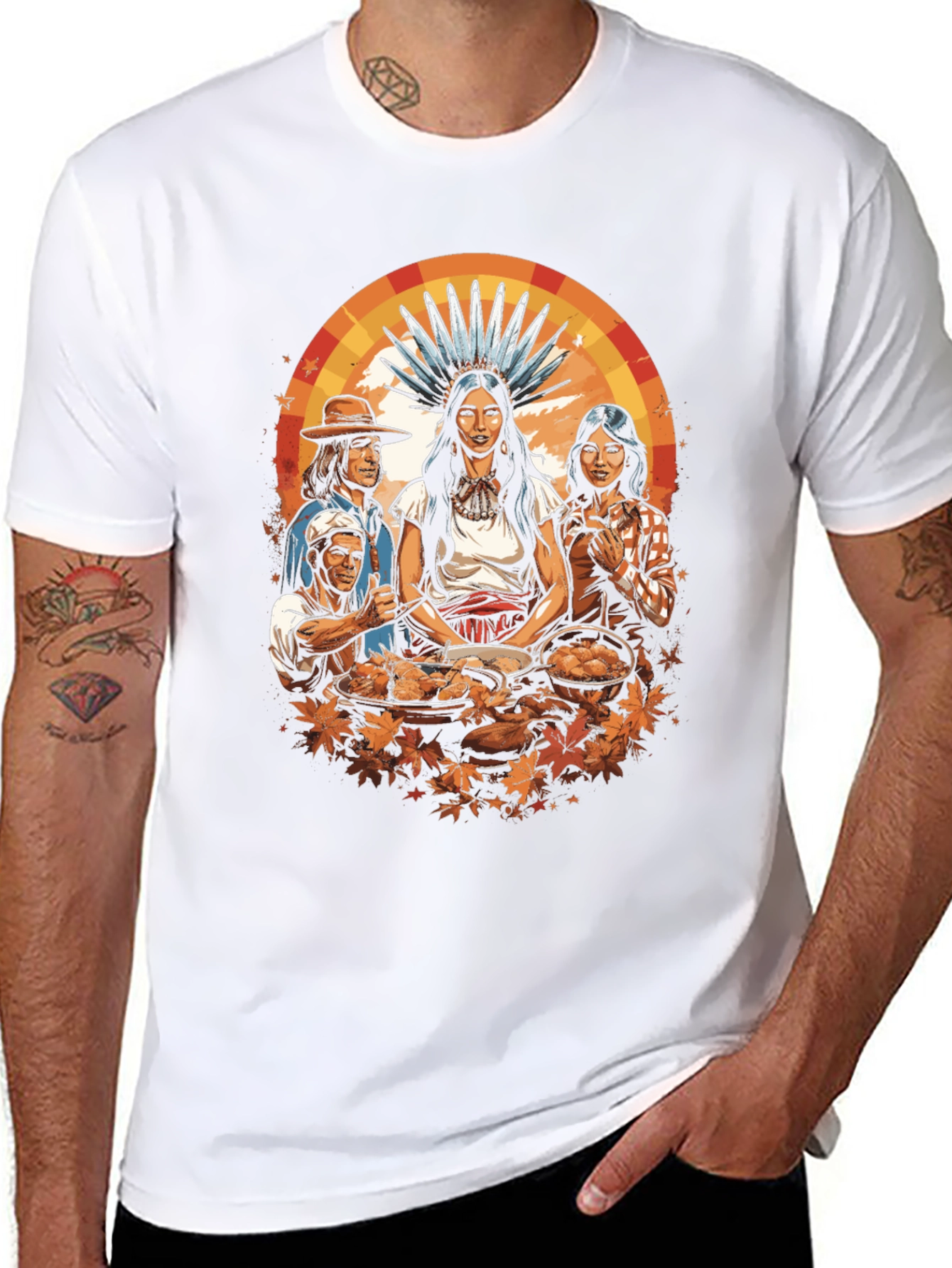 Thanksgiving T-Shirt Native American & Pilgrims Feast