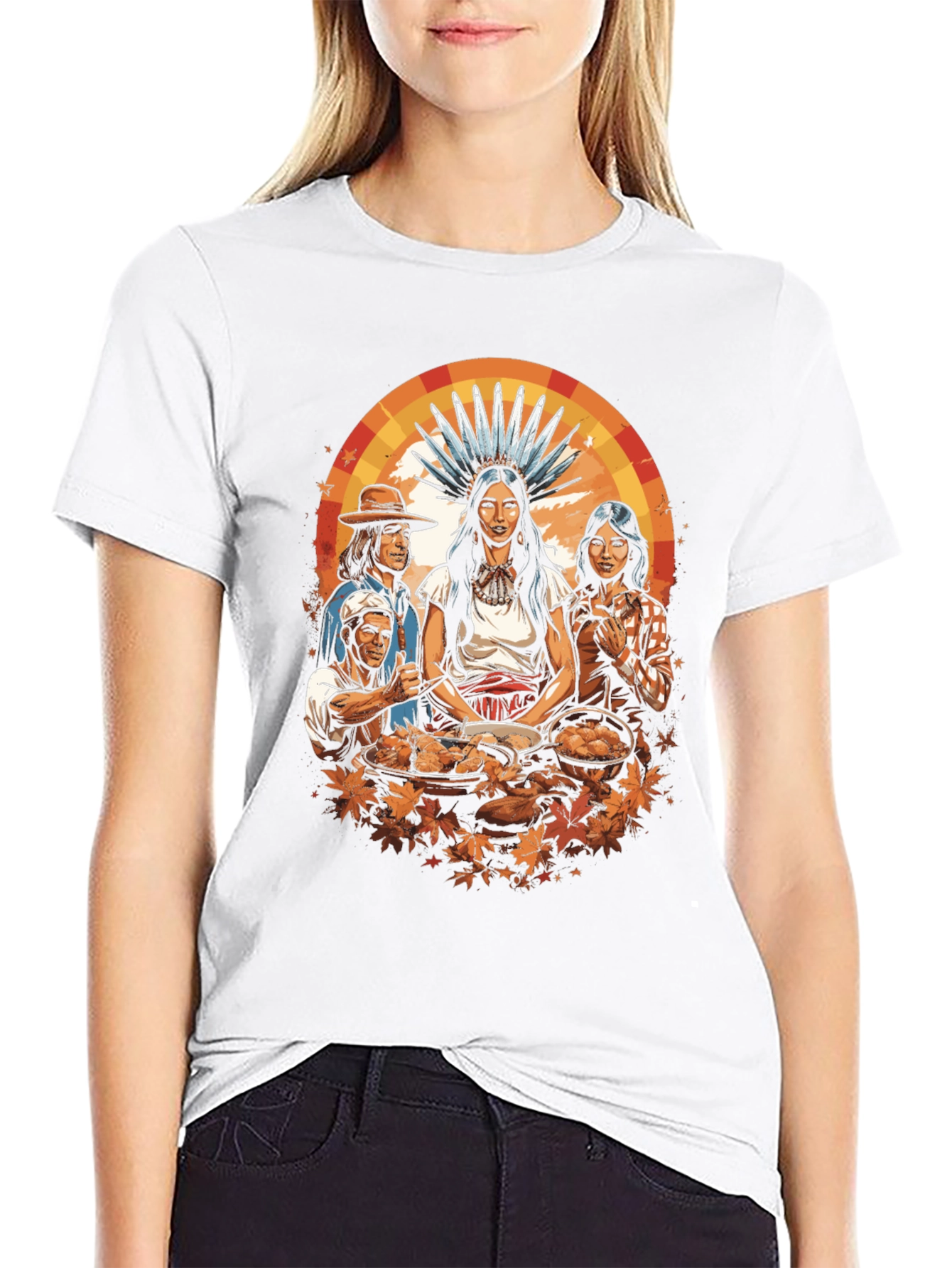 Thanksgiving T-Shirt Native American & Pilgrims Feast