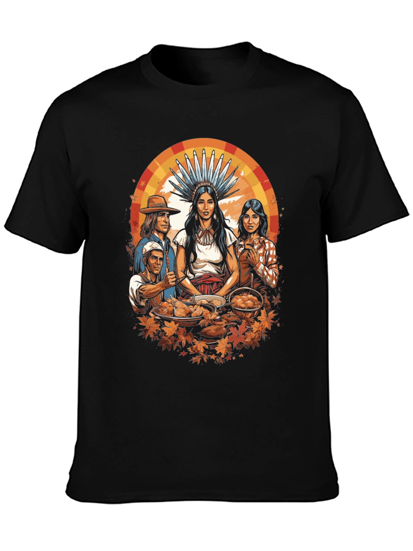 Thanksgiving T-Shirt Native American & Pilgrims Feast