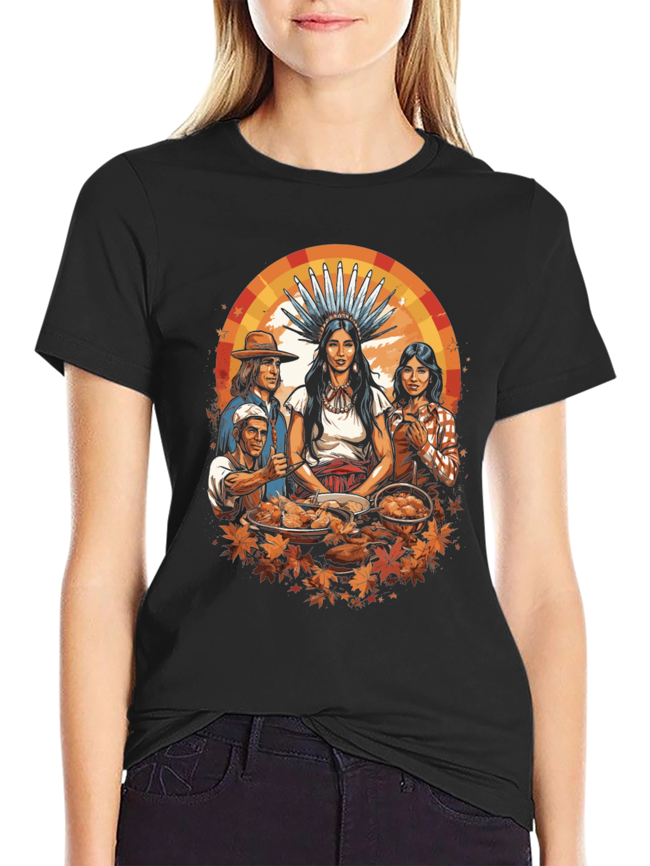 Thanksgiving T-Shirt Native American & Pilgrims Feast