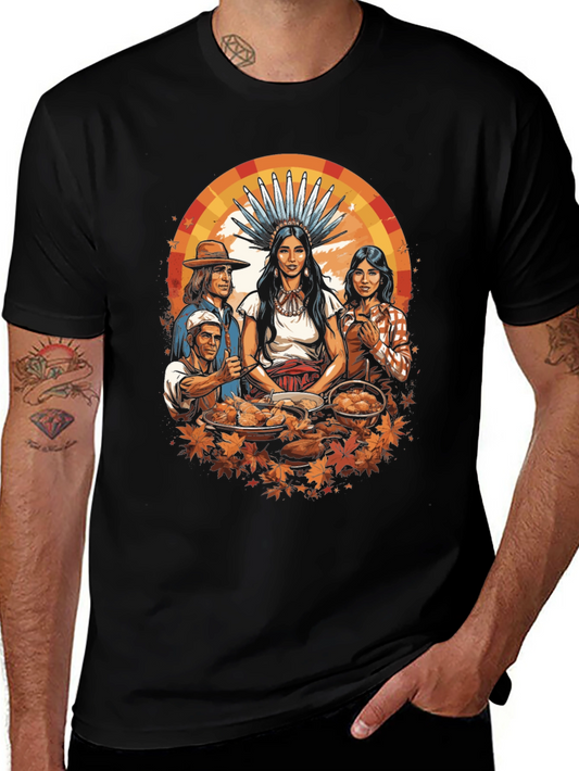 Thanksgiving T-Shirt Native American & Pilgrims Feast